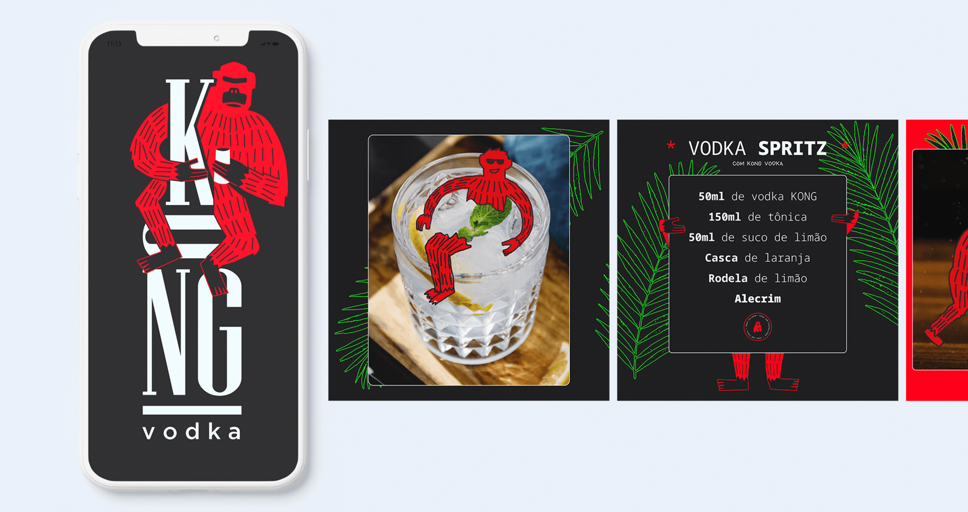 KONG Vodka Um celular com a imagem de uma bebida.