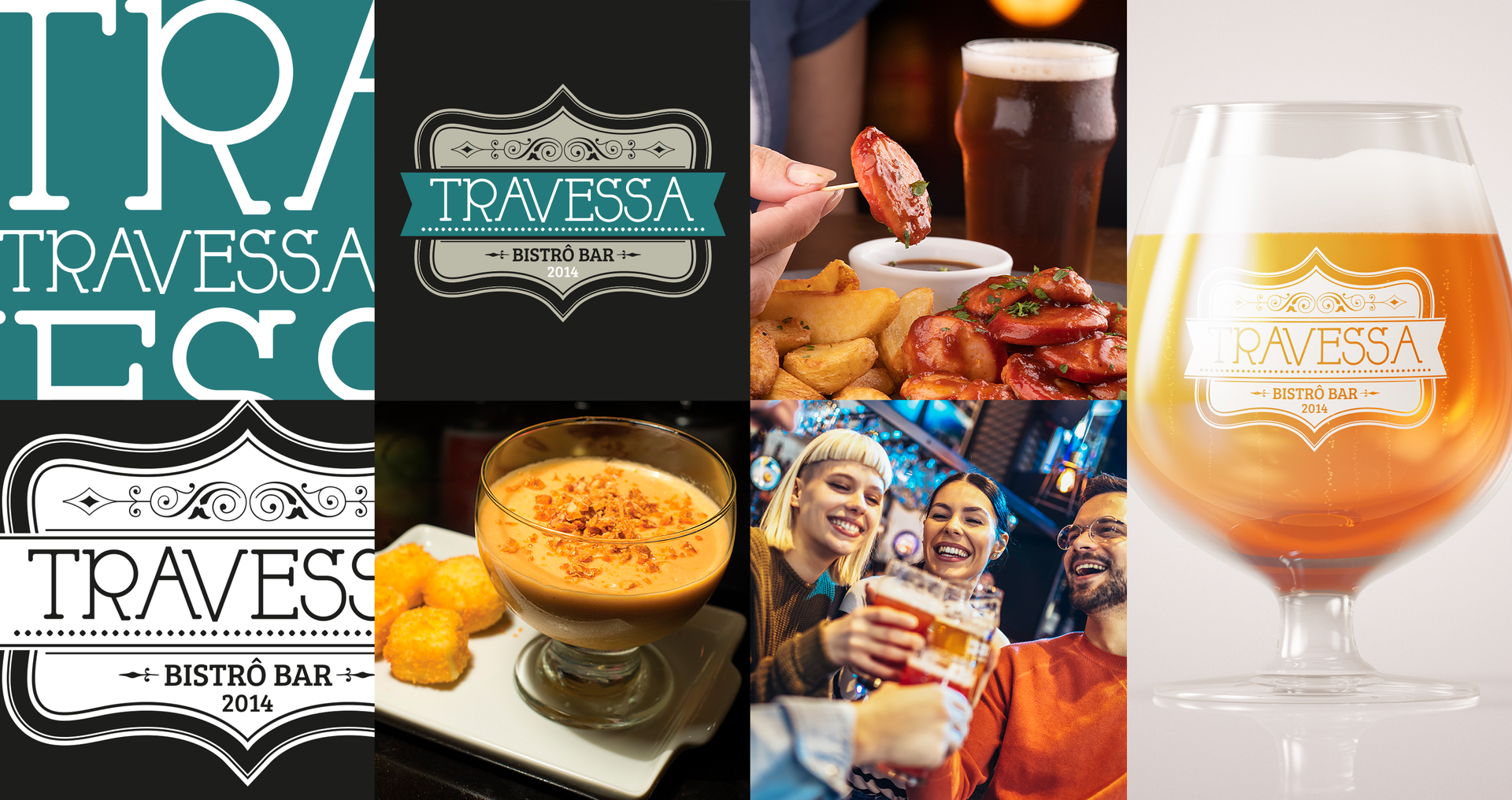 Travessa A collage of pictures of food and drinks from travessa