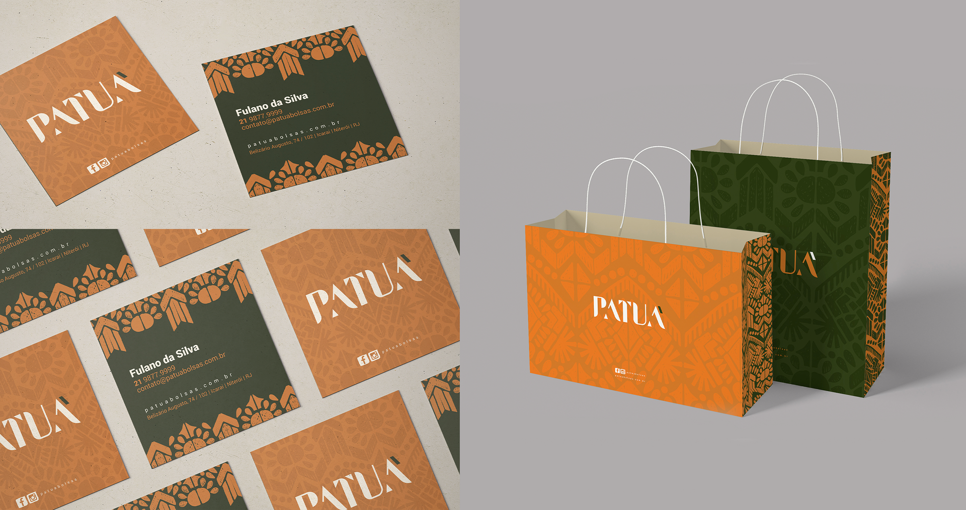 PATUÁ A picture of a business card and a picture of a shopping bag.
