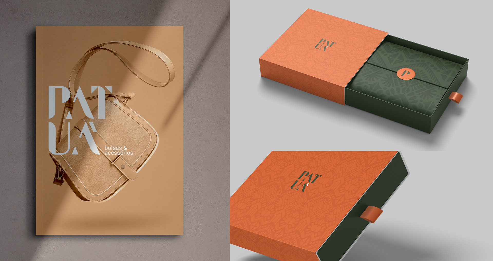 PATUÁ A card with a purse on it and a box with a purse in it.