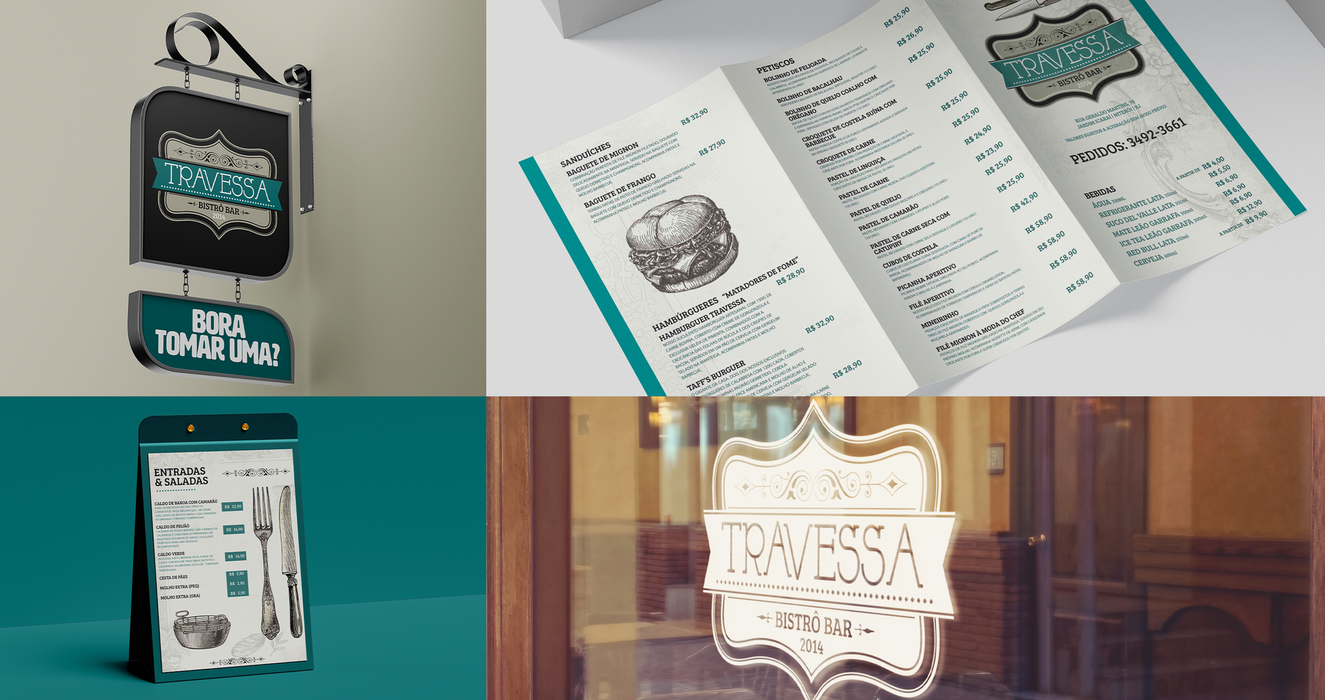 Travessa A collage of images of a menu and a sign for a restaurant.