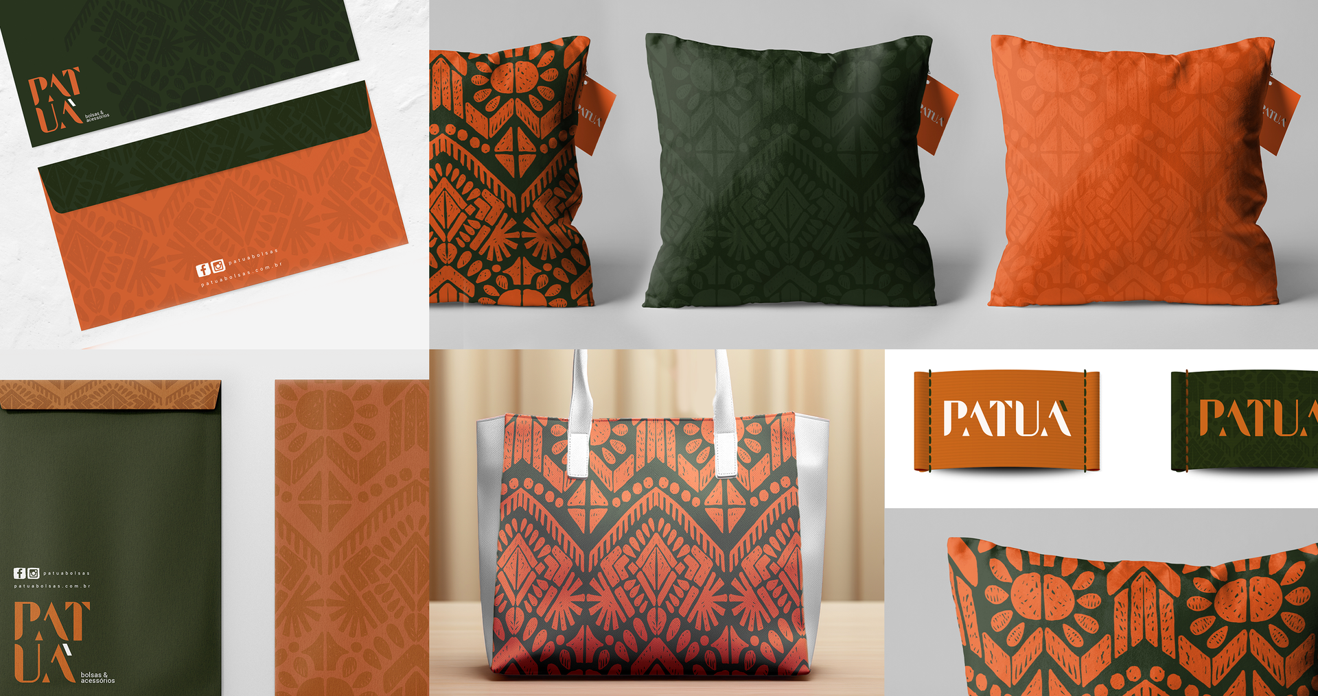 PATUÁ A collage of different types of pillows and bags