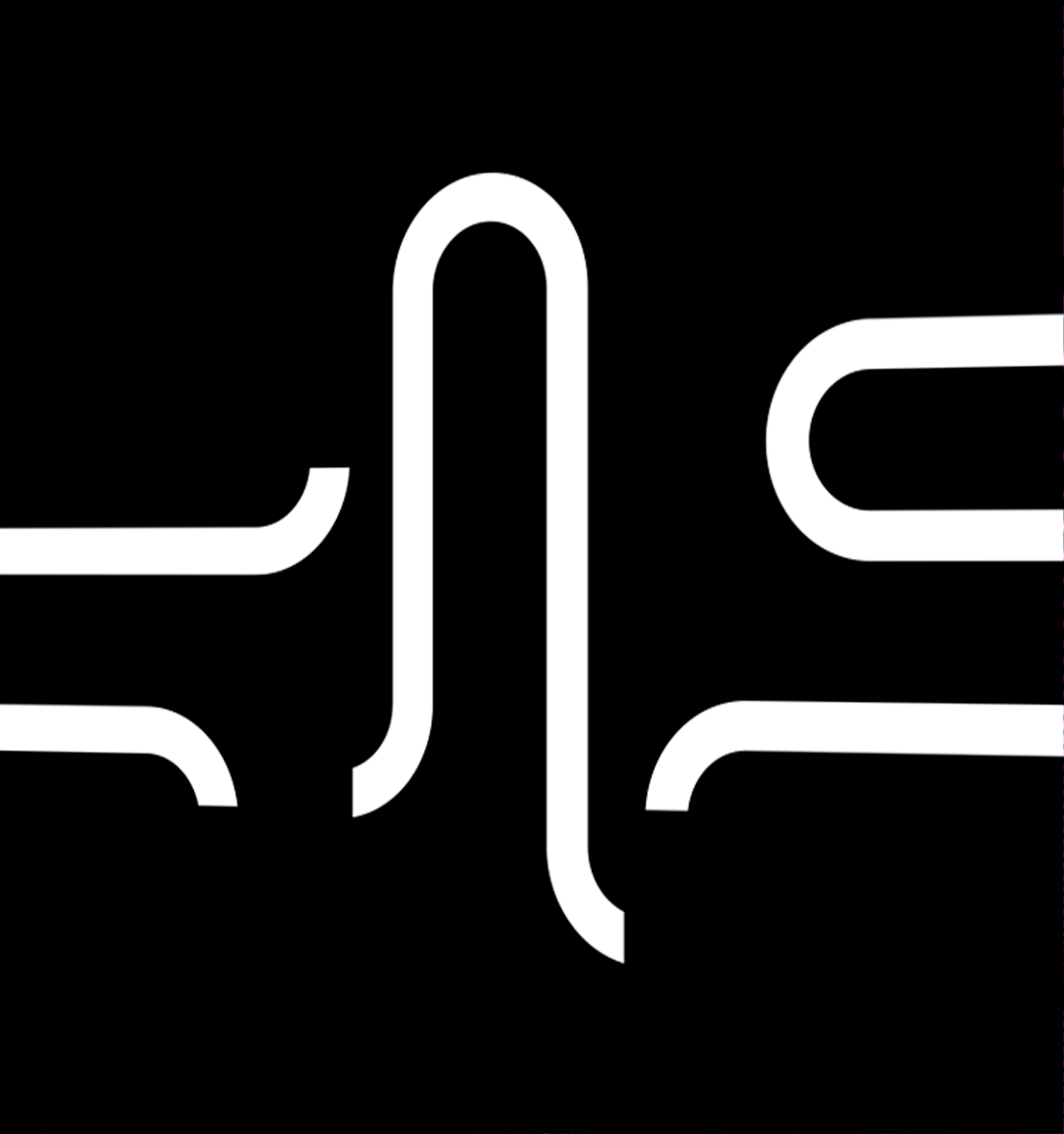 Um logotipo branco sobre um fundo preto que parece uma cobra.