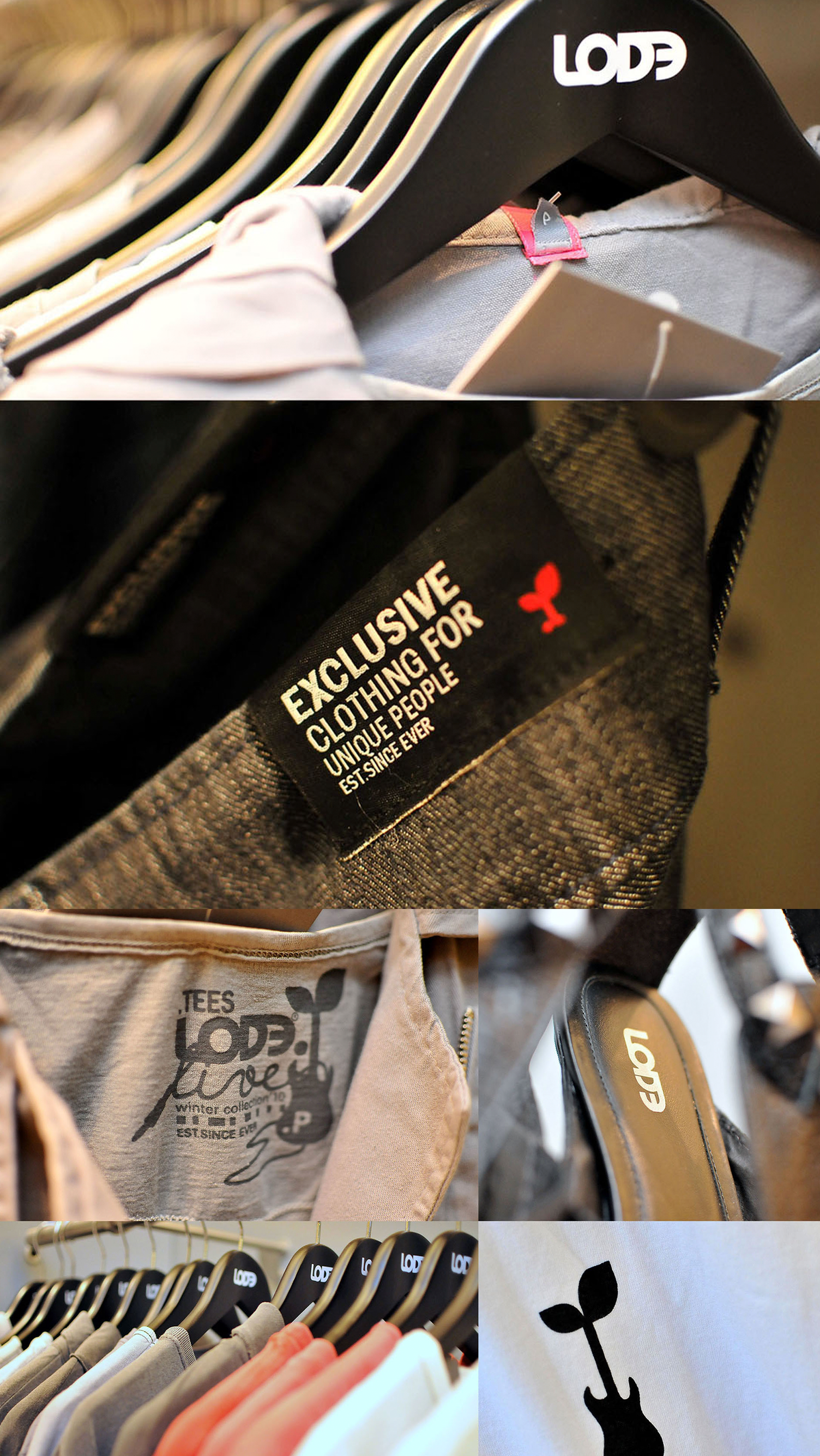 A label on a shirt says exclusive clothing for dogs
