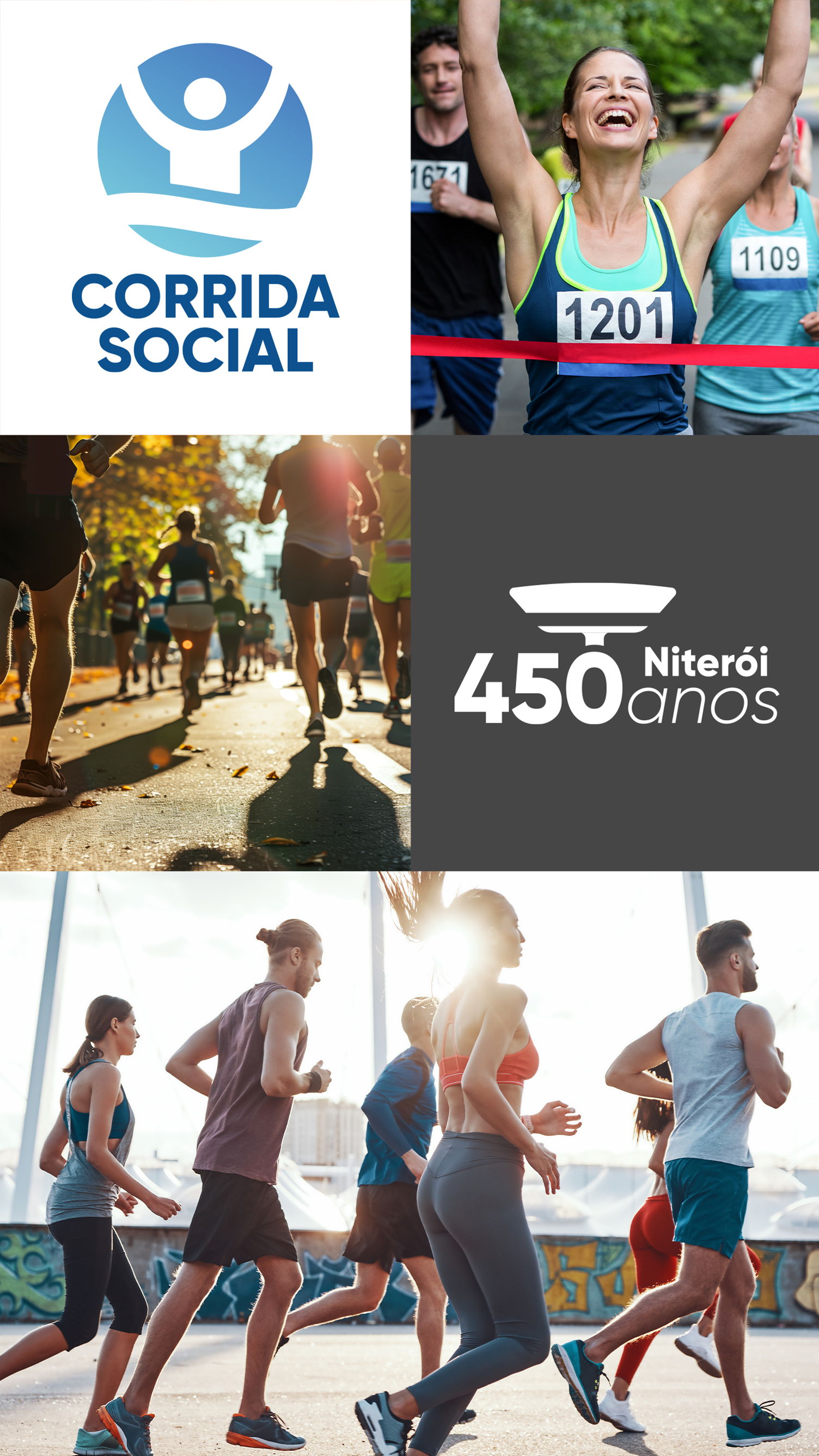 Corrida Social Um grupo de pessoas está correndo em uma corrida patrocinada pela corrida social
