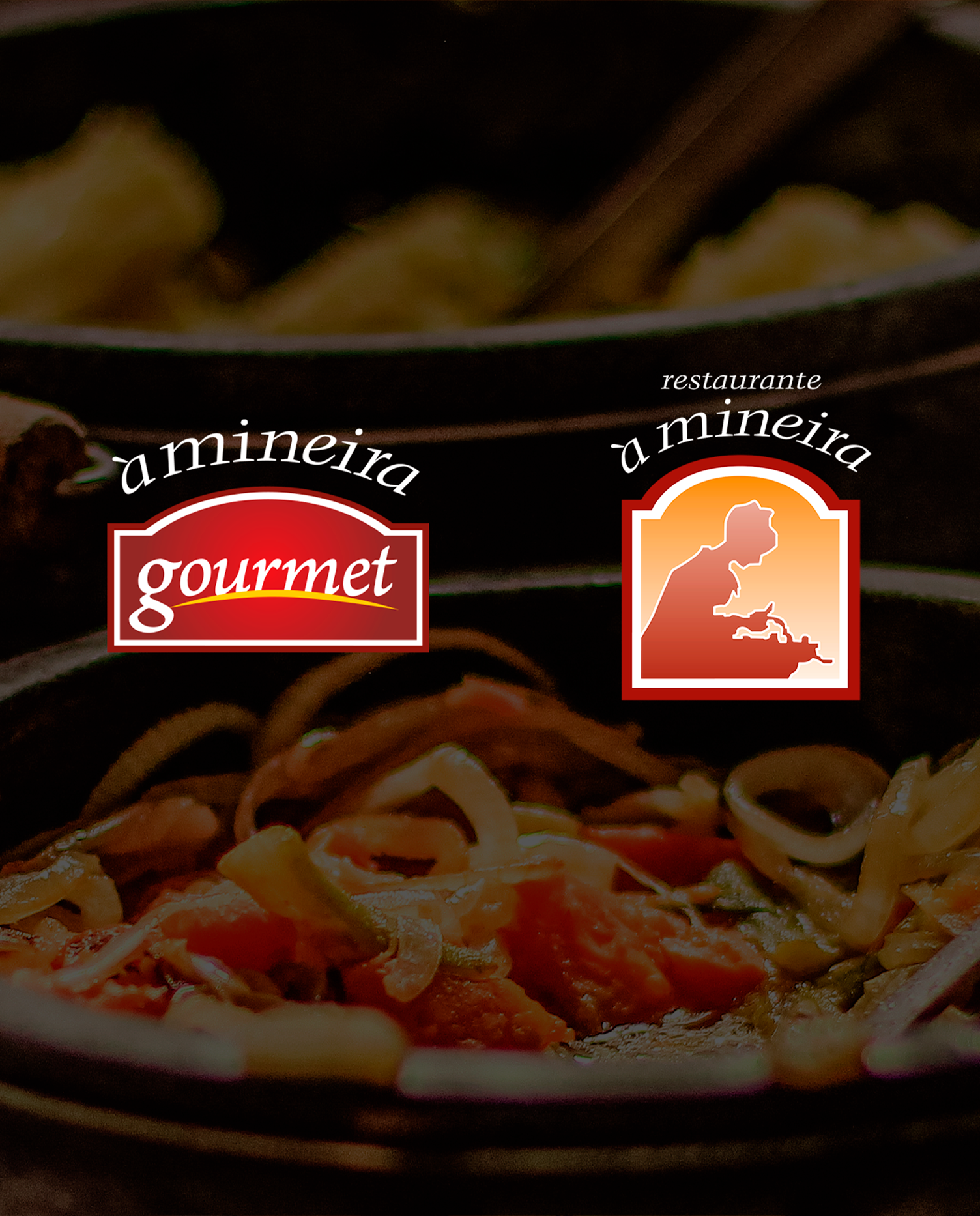 Close de uma tigela de comida com o logotipo mineira gourmet