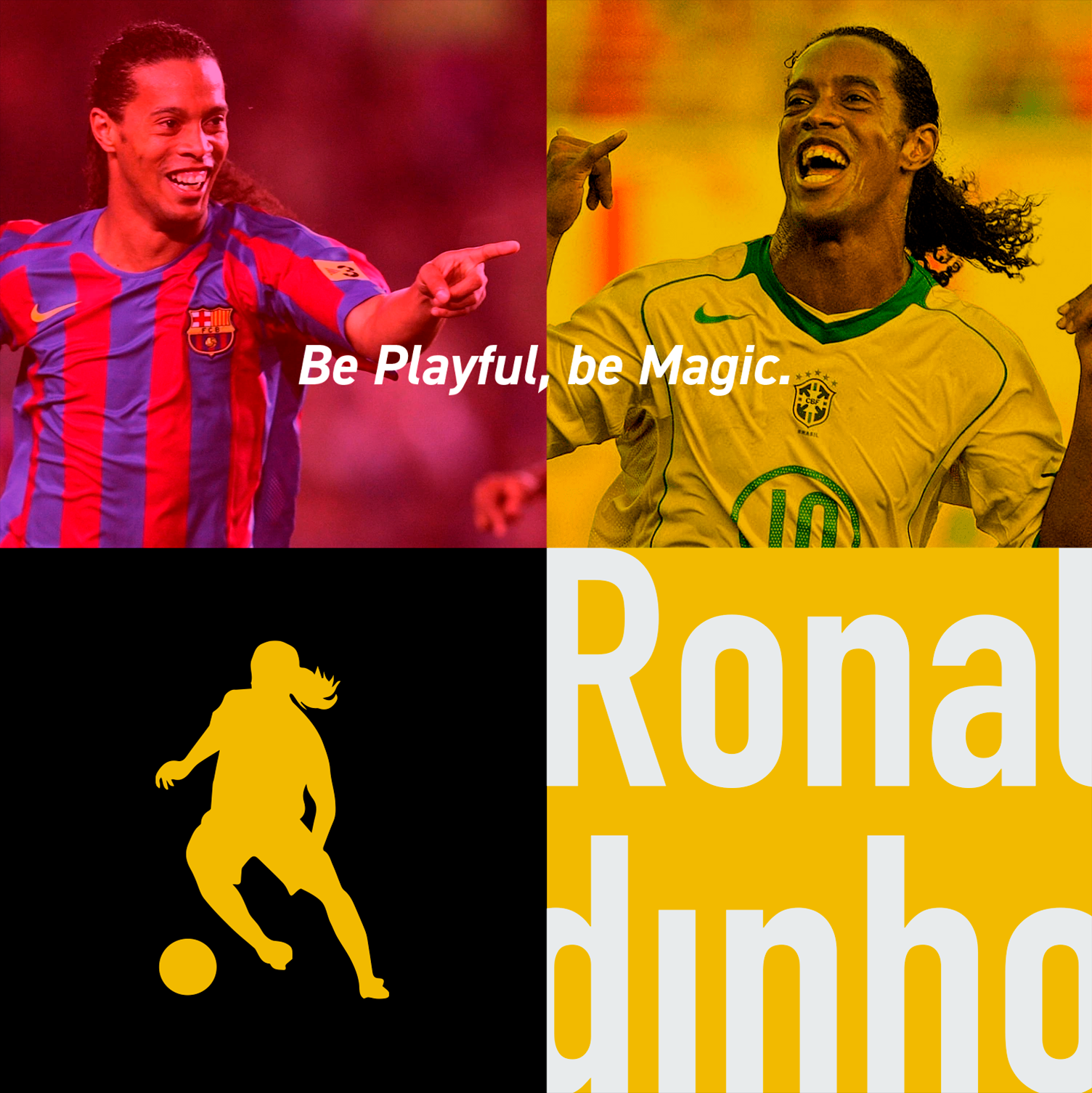 Ronaldinho Soccer Academy Um jogador de futebol chamado Ronaldinho aparece em um pôster