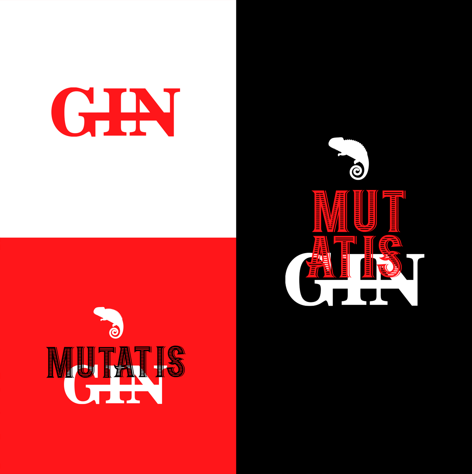 Um logotipo para gin mutatis gin com um camaleão nele