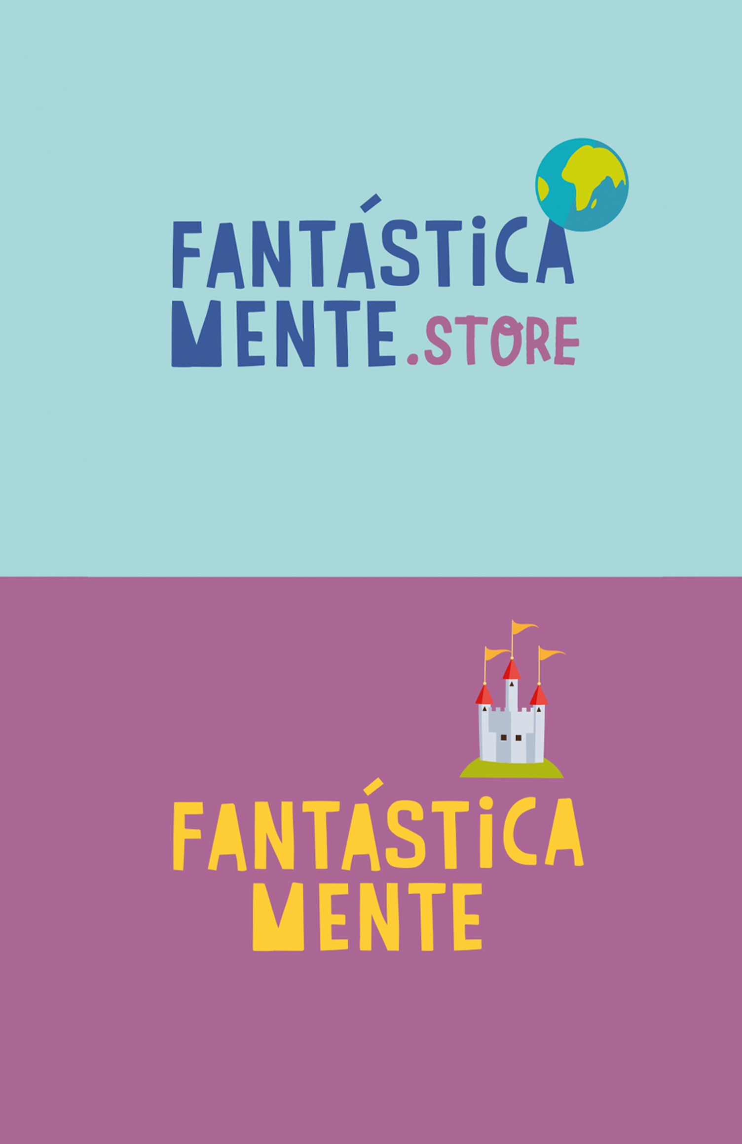 Um pôster azul e roxo para a loja fantastica mente