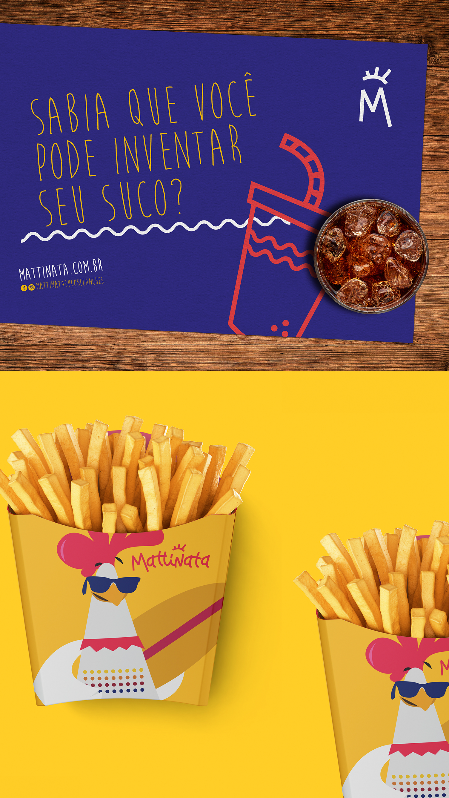 Um balde de batatas fritas com um frango.