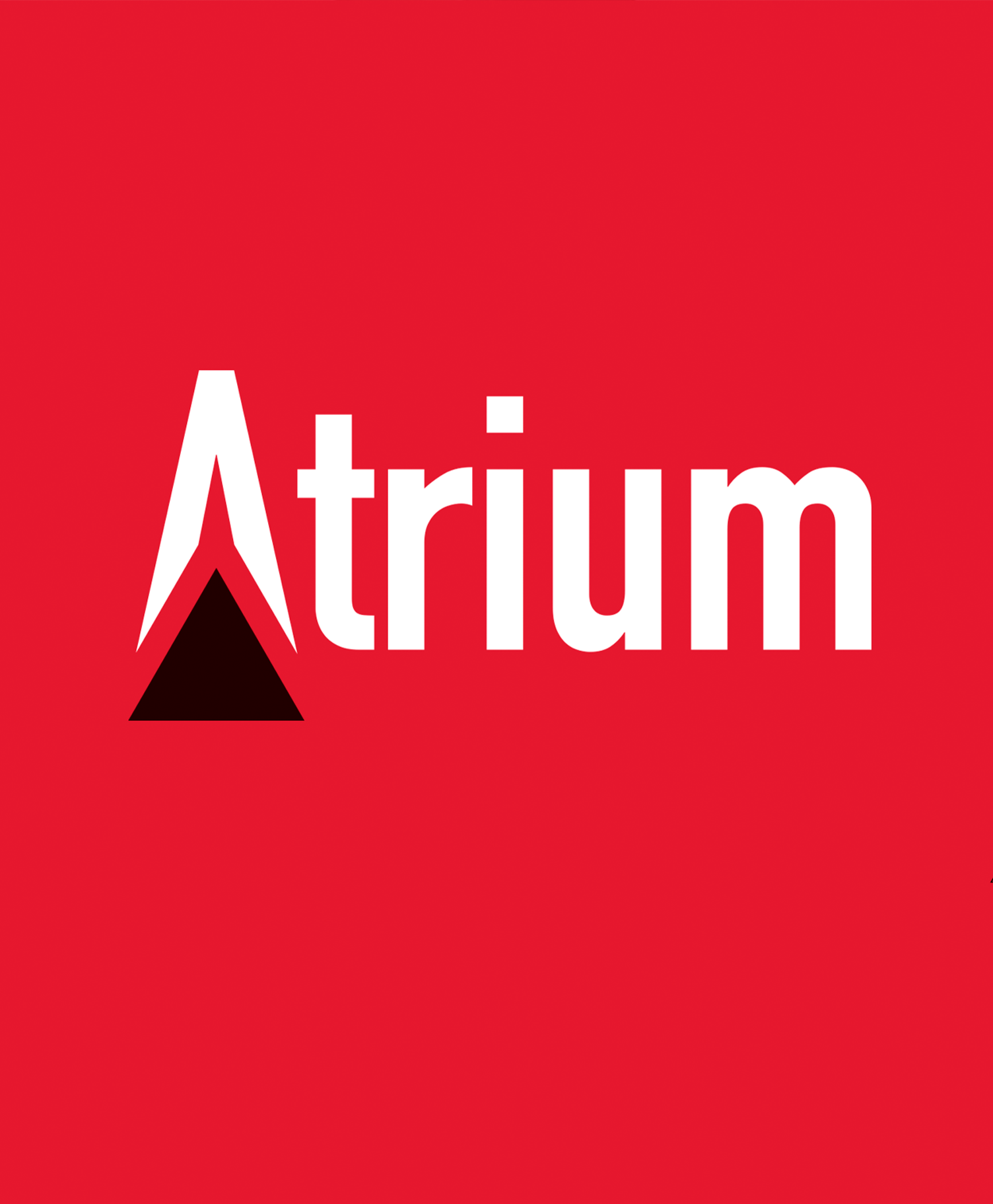 ATRIUM O logotipo do átrio está em um fundo vermelho