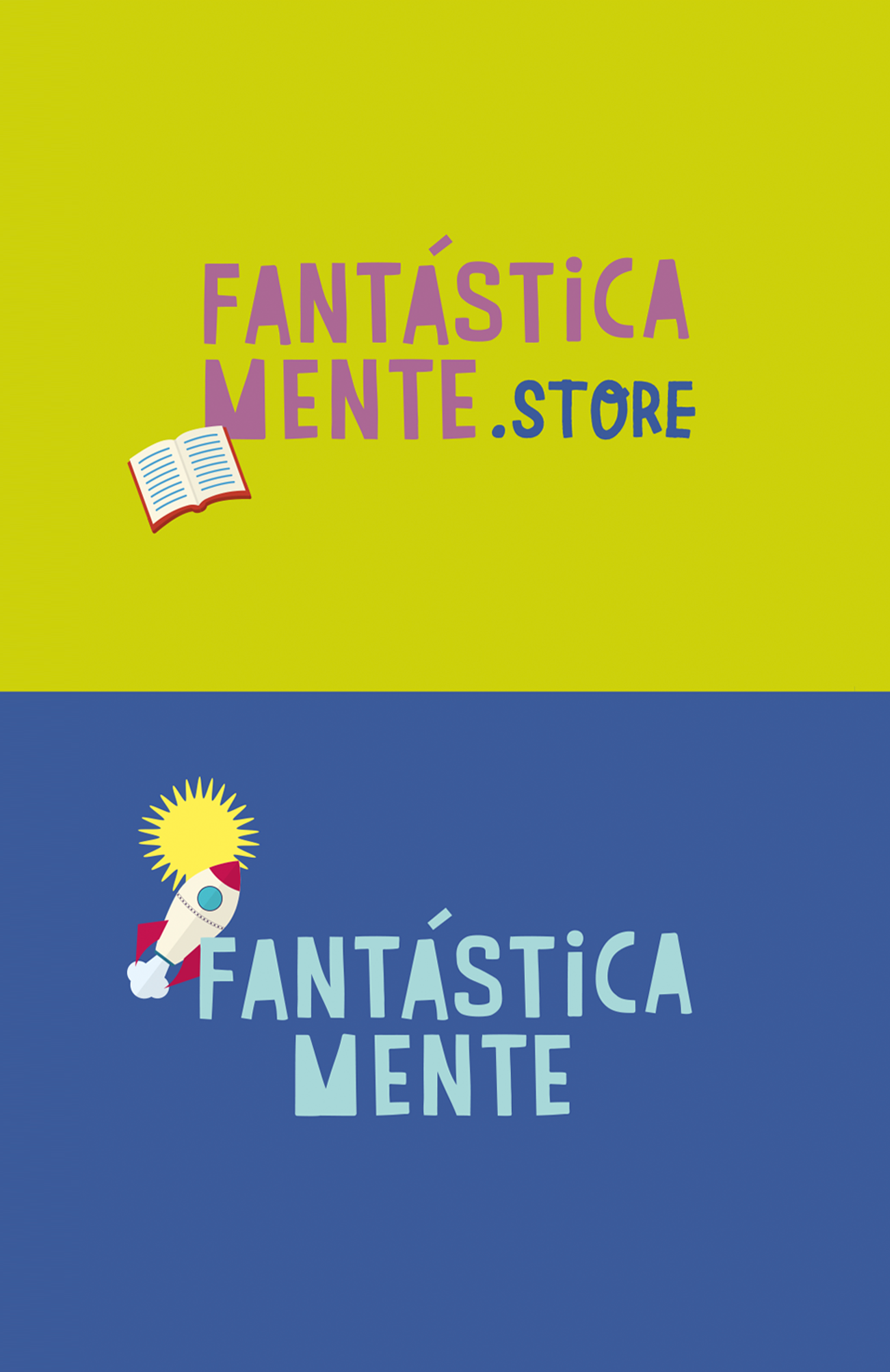 Um pôster amarelo e azul para a loja fantastica mente
