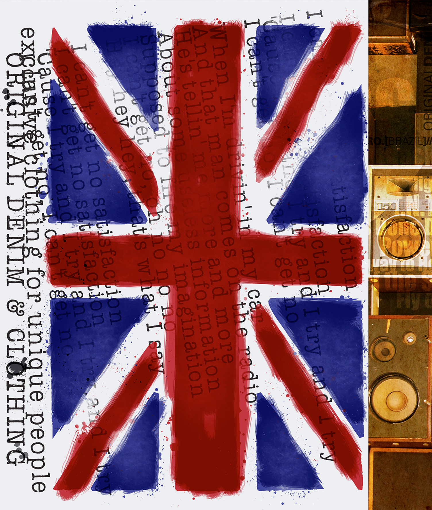 A british flag is painted on a white background