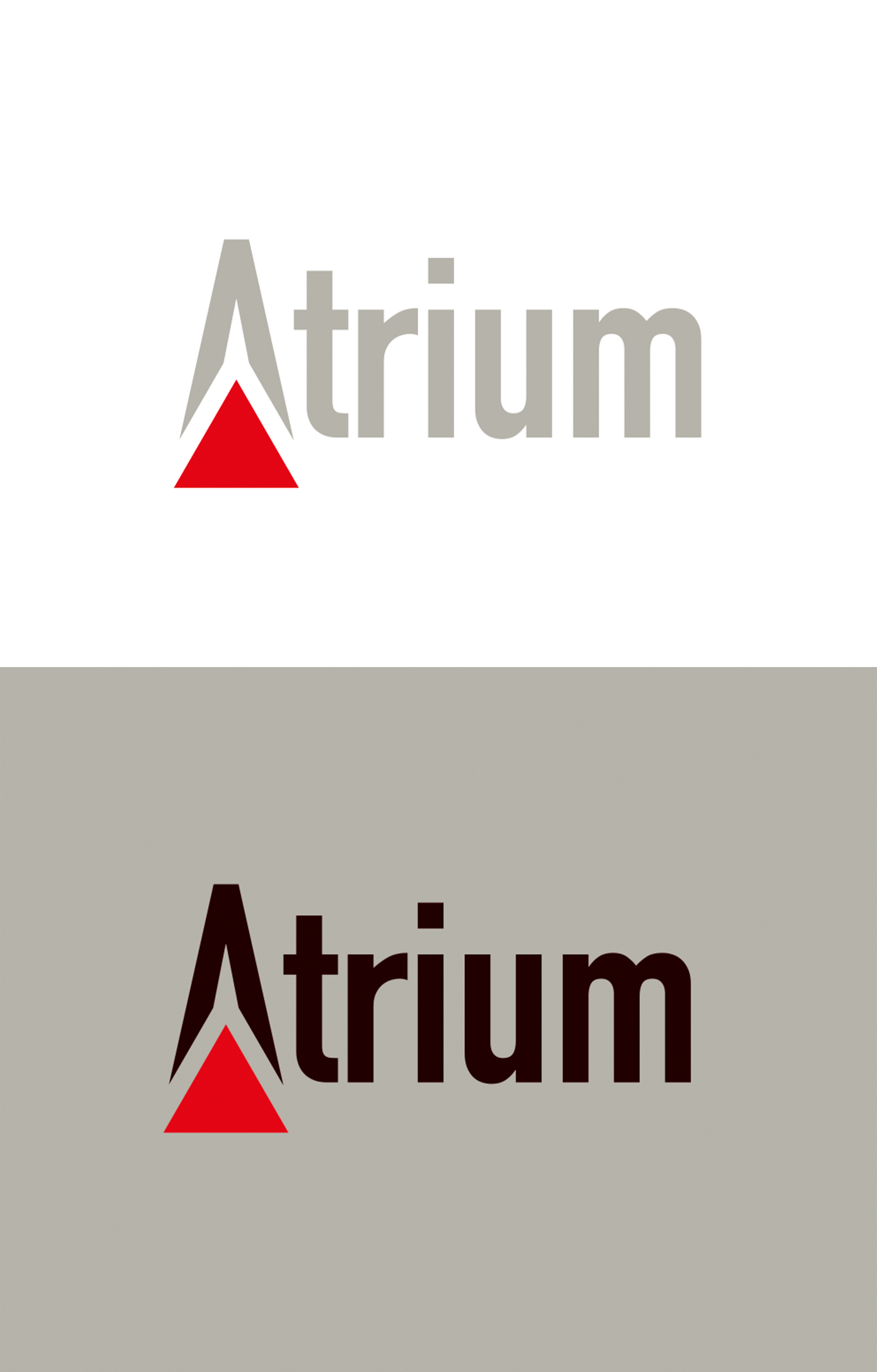ATRIUM O logotipo do átrio está em um fundo branco e cinza.