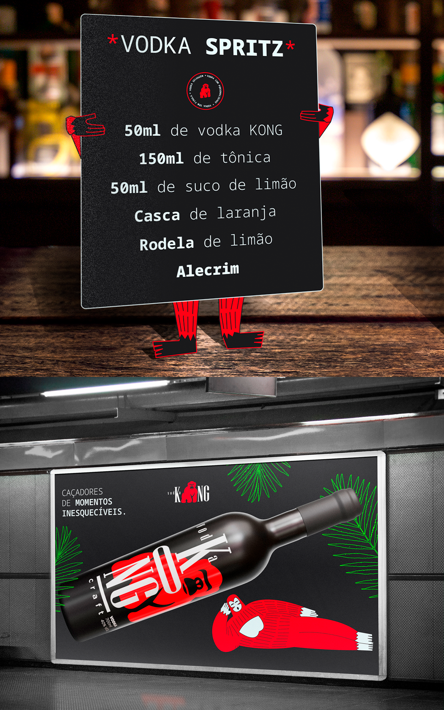 KONG Vodka Uma placa que diz vodka spritz