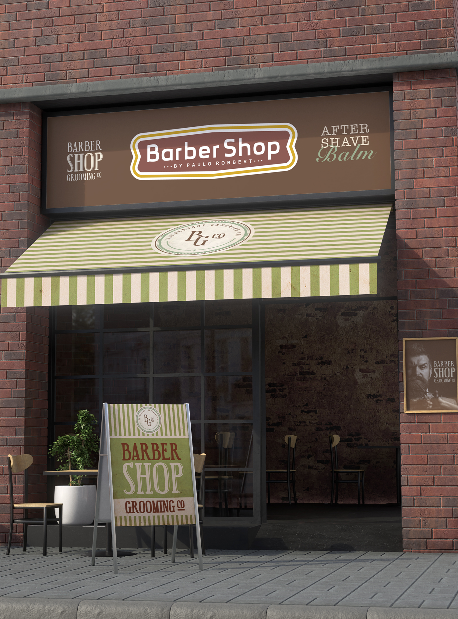 Uma barbearia com uma placa que diz barbearia