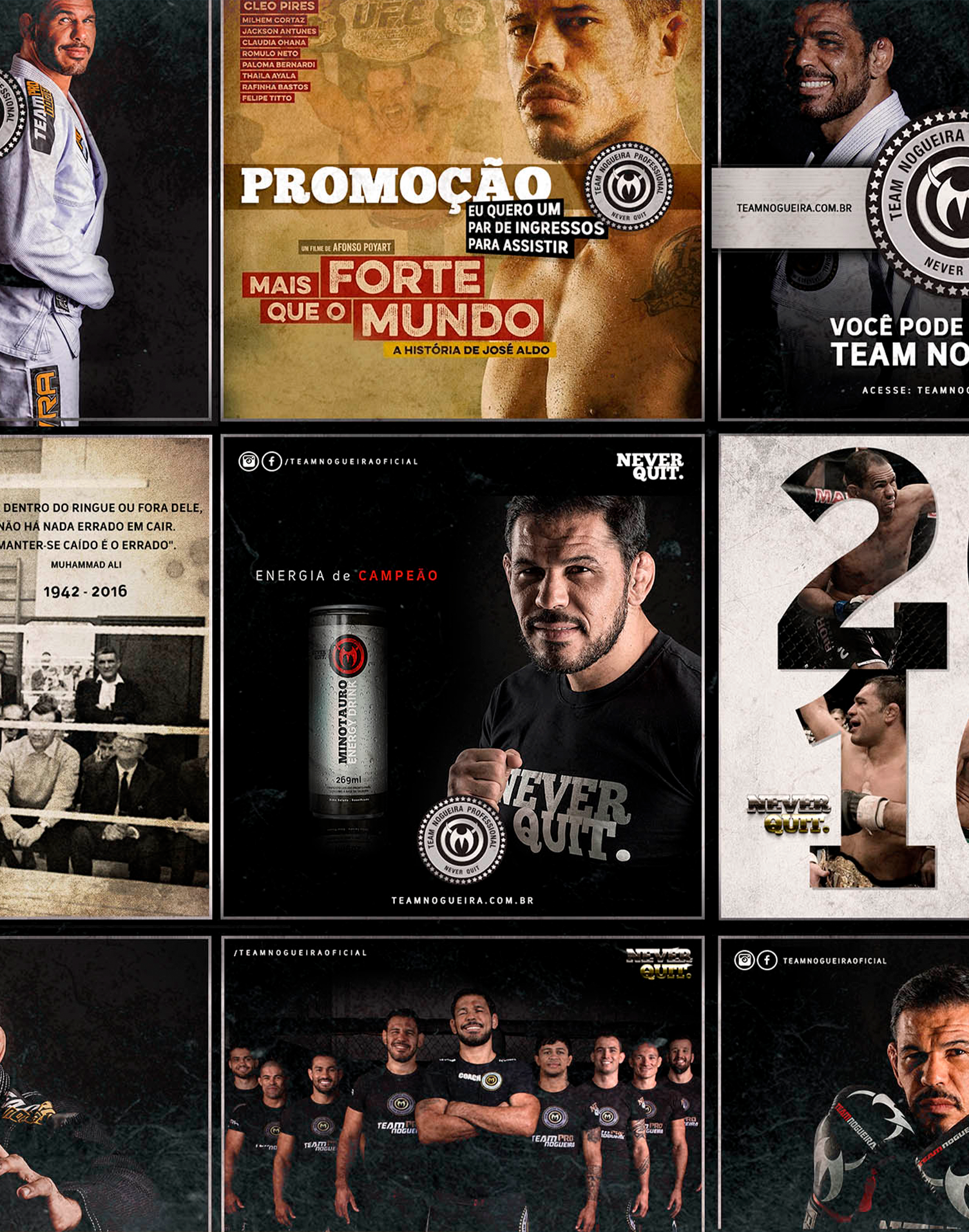 Team Nogueira Uma colagem de cartazes com um que diz promoção