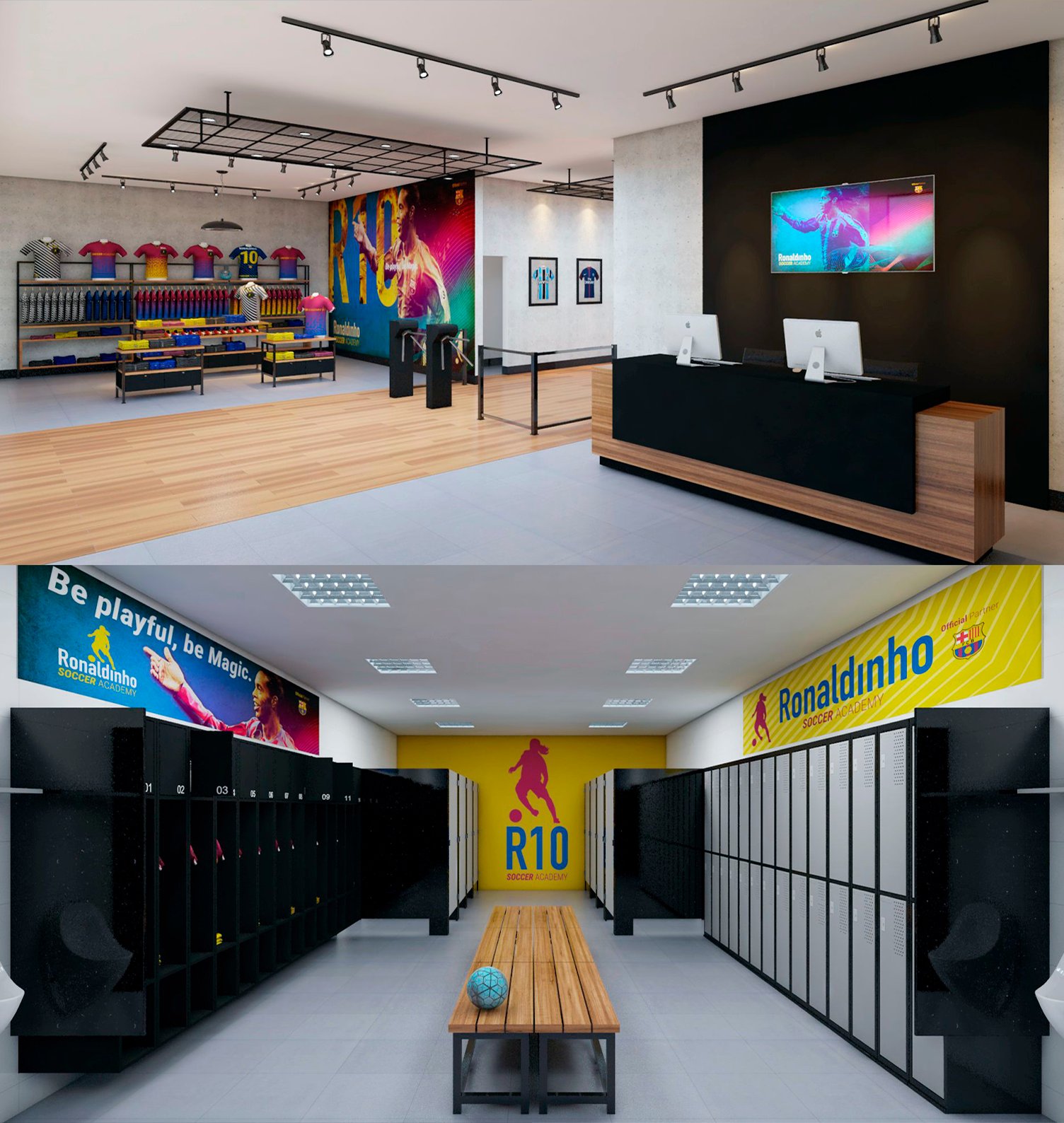 Ronaldinho Soccer Academy Impressão artística do vestiário do Ronaldinho
