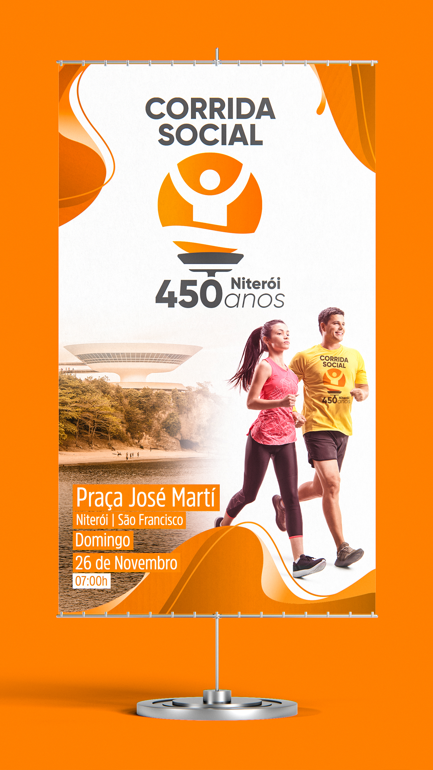 Corrida Social Um homem e uma mulher estão correndo em uma faixa.