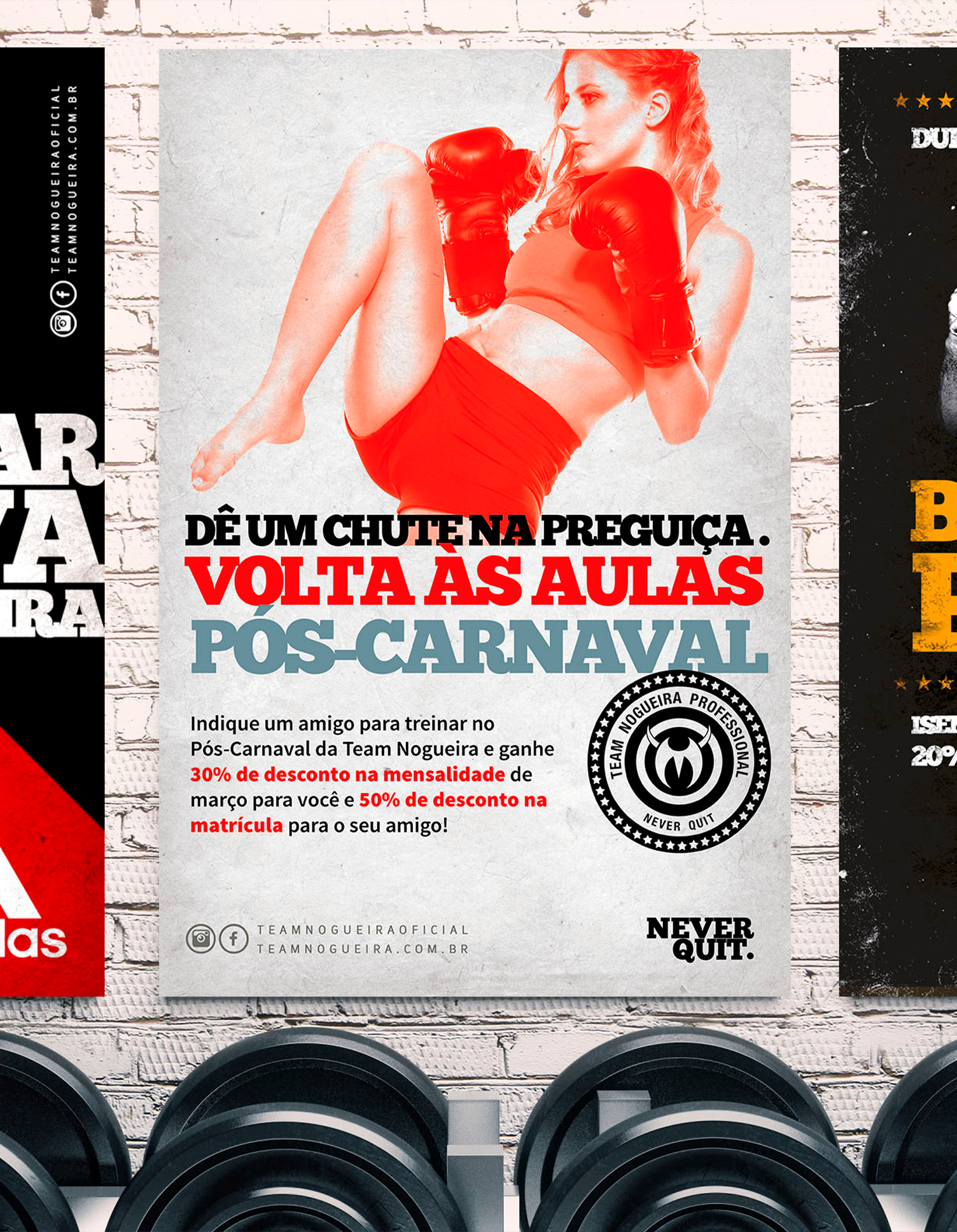 Um pôster com uma mulher usando luvas de boxe