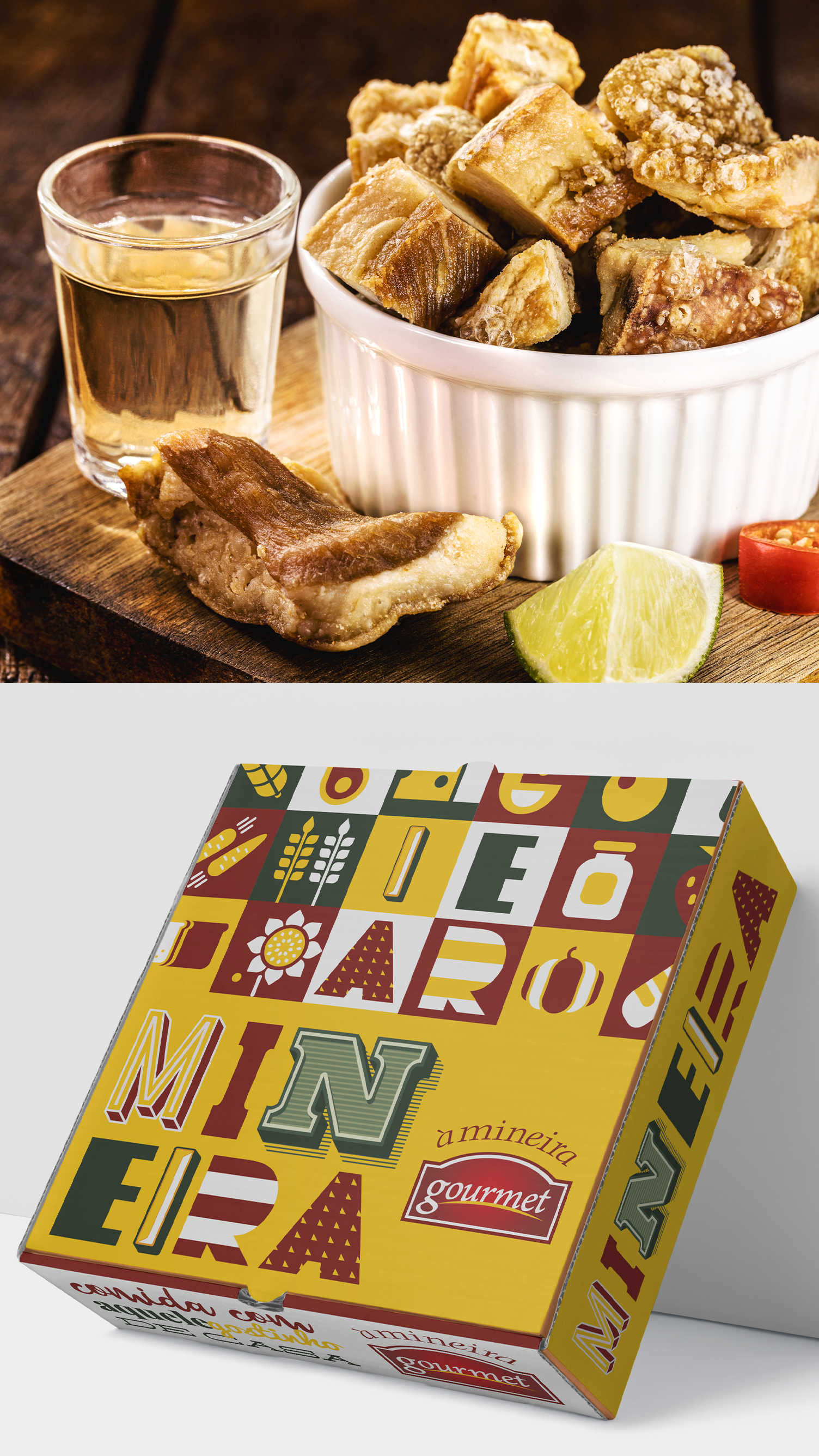 Uma tigela de comida e uma caixa de comida sobre uma mesa.