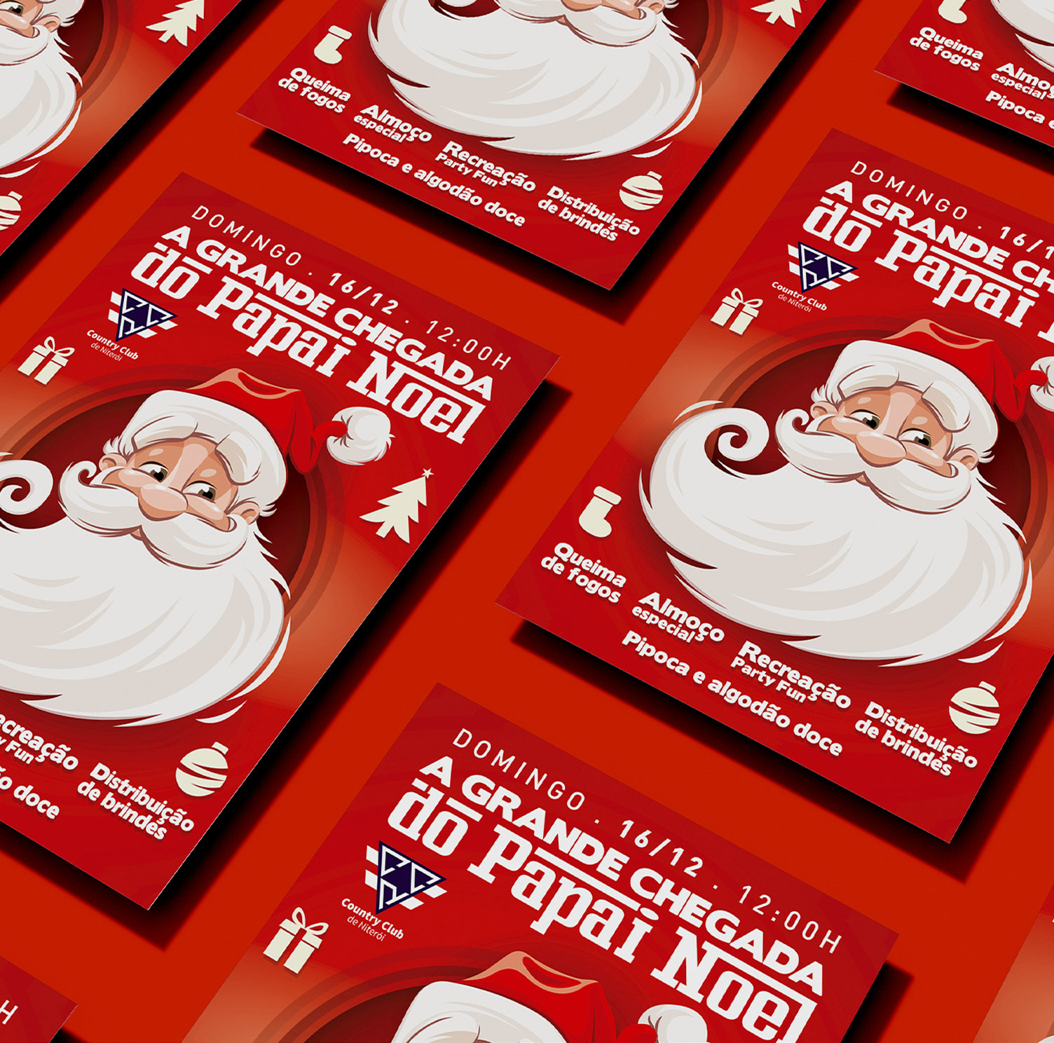Several posters for a grande chegada do papai noel