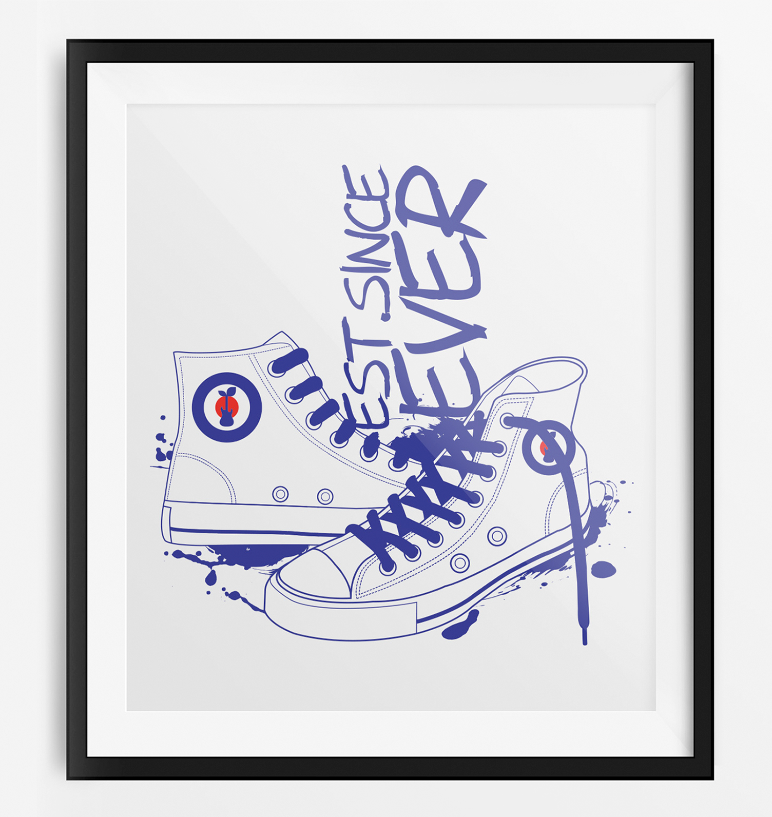 A cross stitch pattern of a pair of converse shoes