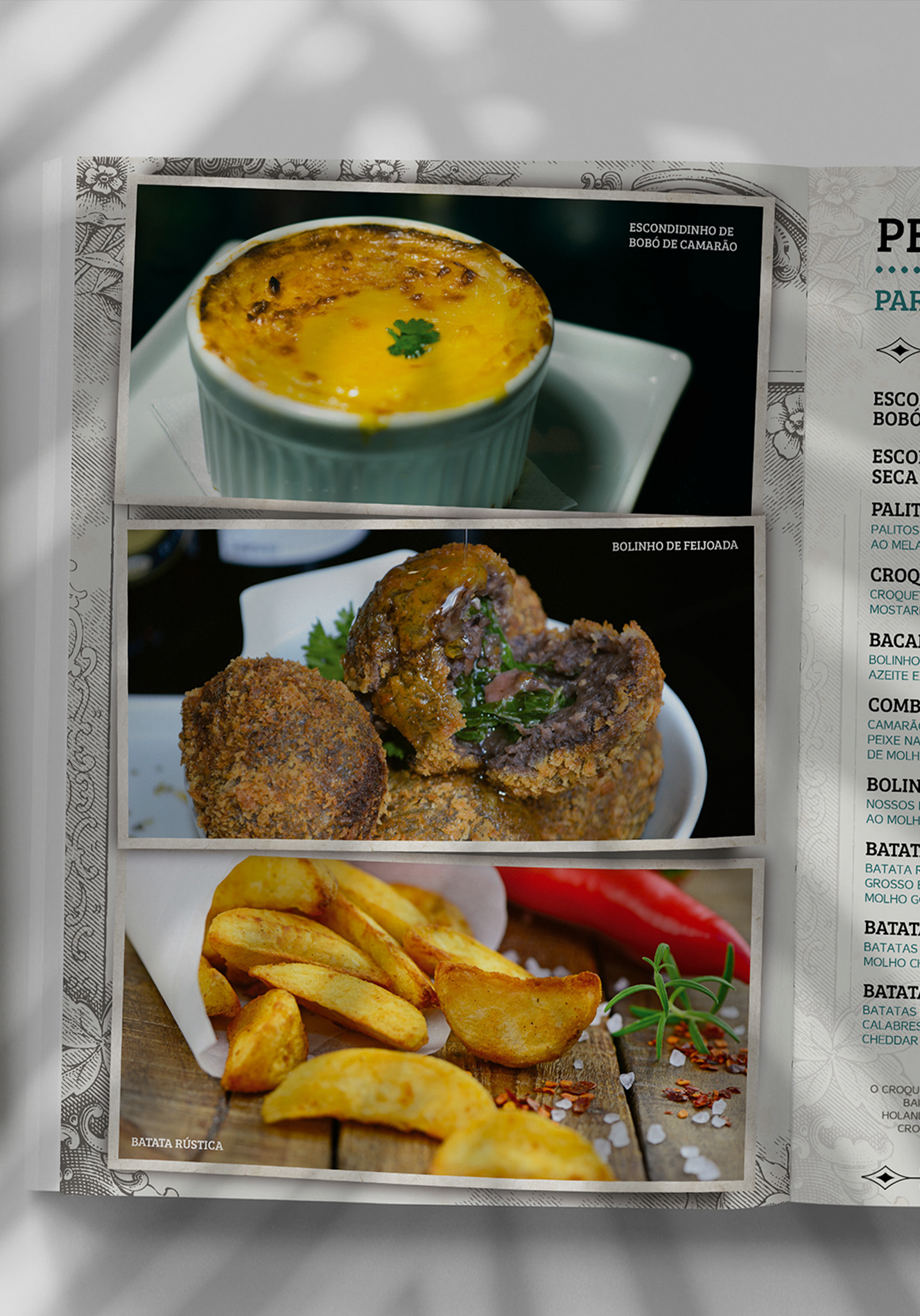Travessa A collage of three pictures of food including french fries