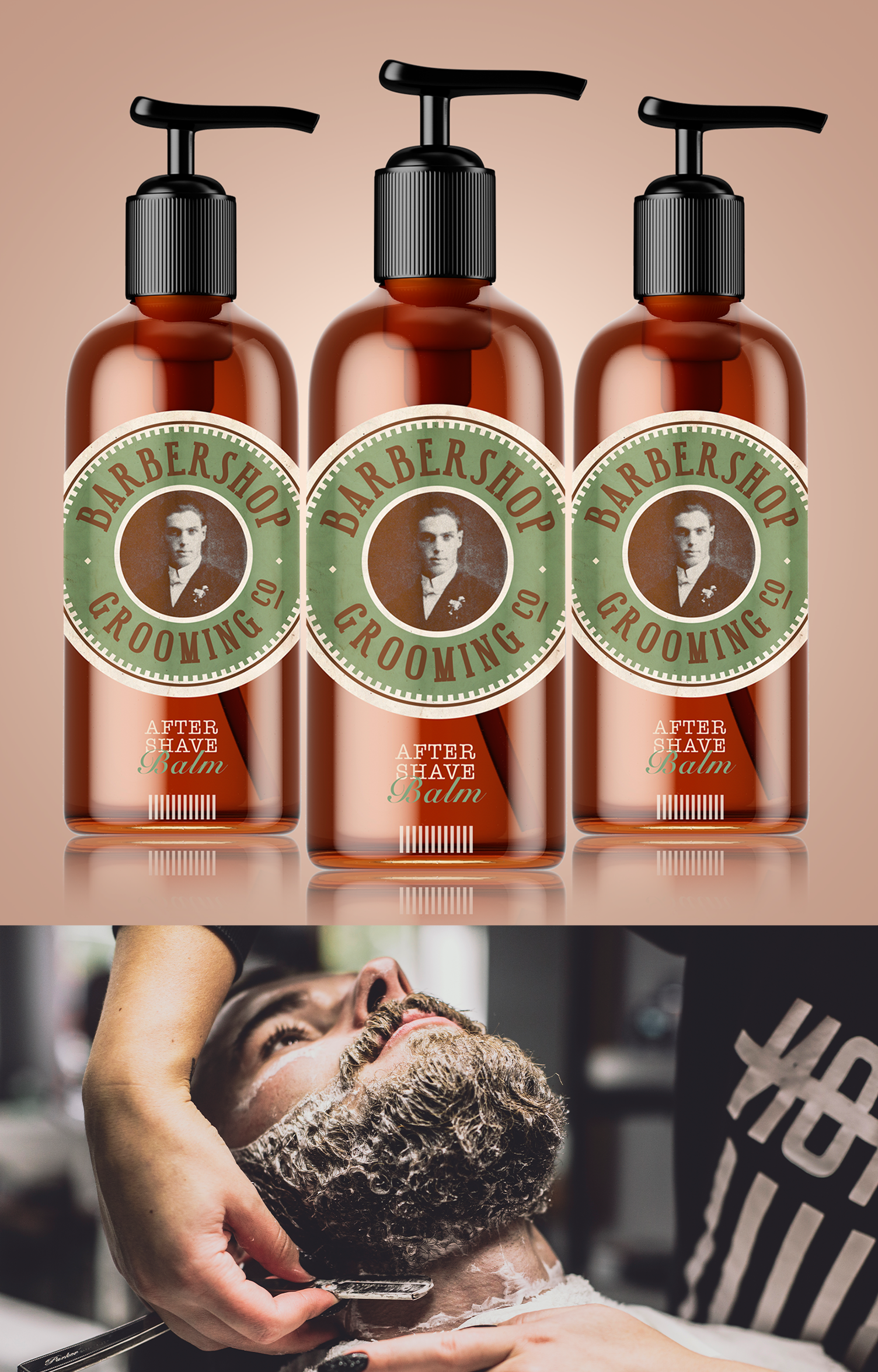 Um homem está raspando a barba em uma barbearia.
