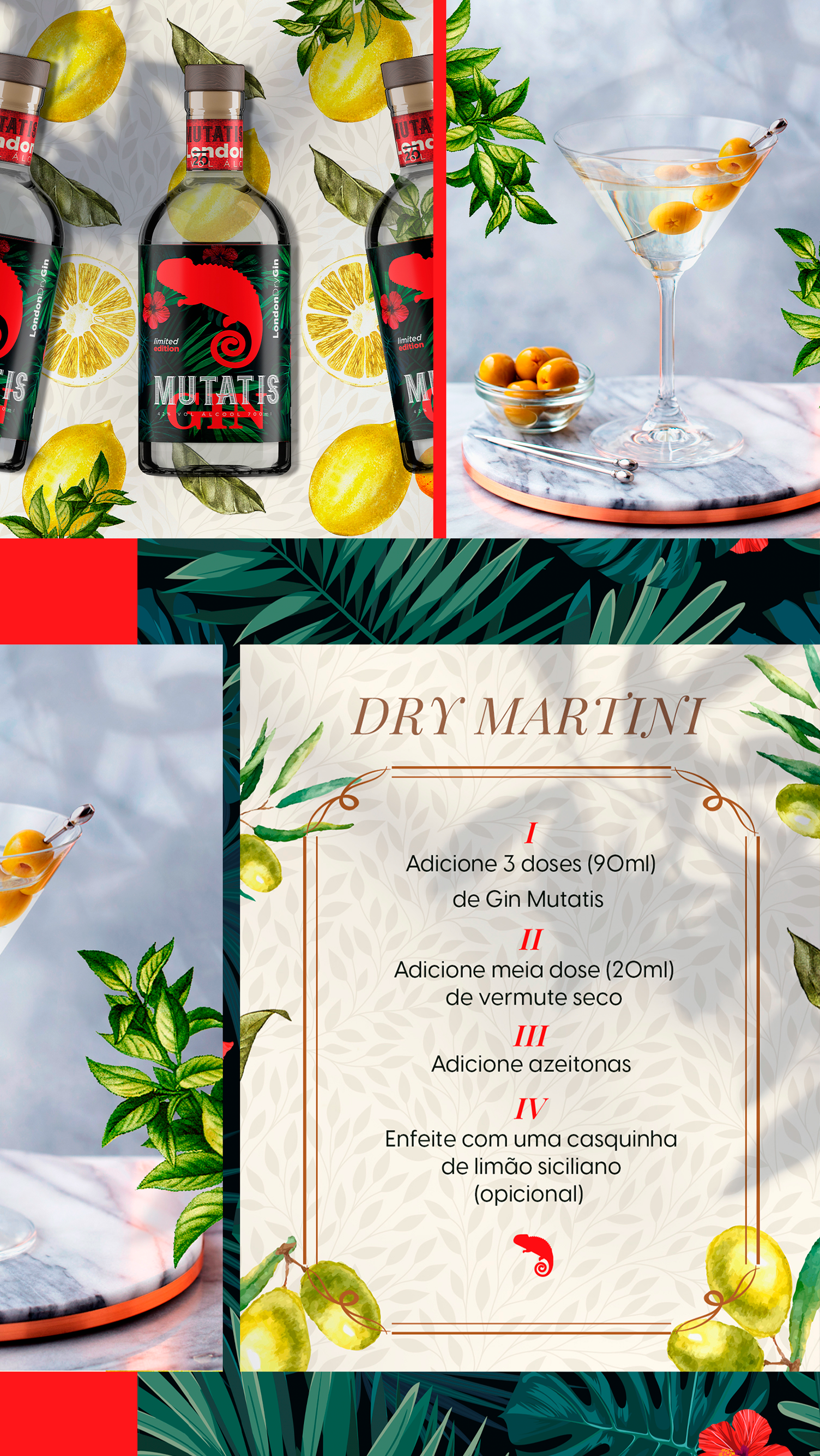 Uma garrafa de martini seco está sobre uma mesa ao lado de uma taça de martini.