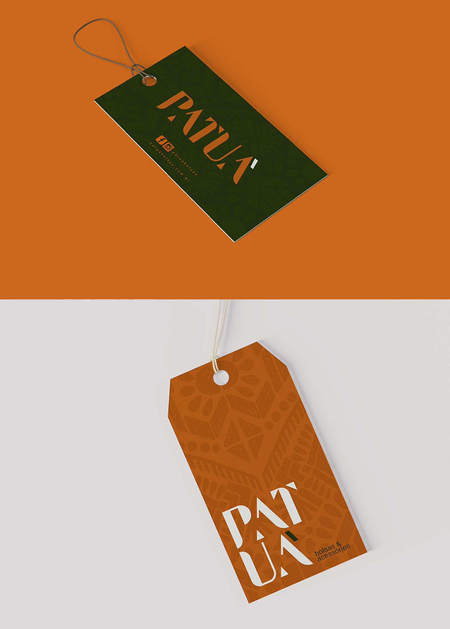PATUÁ A green and orange tag with the word pat on it