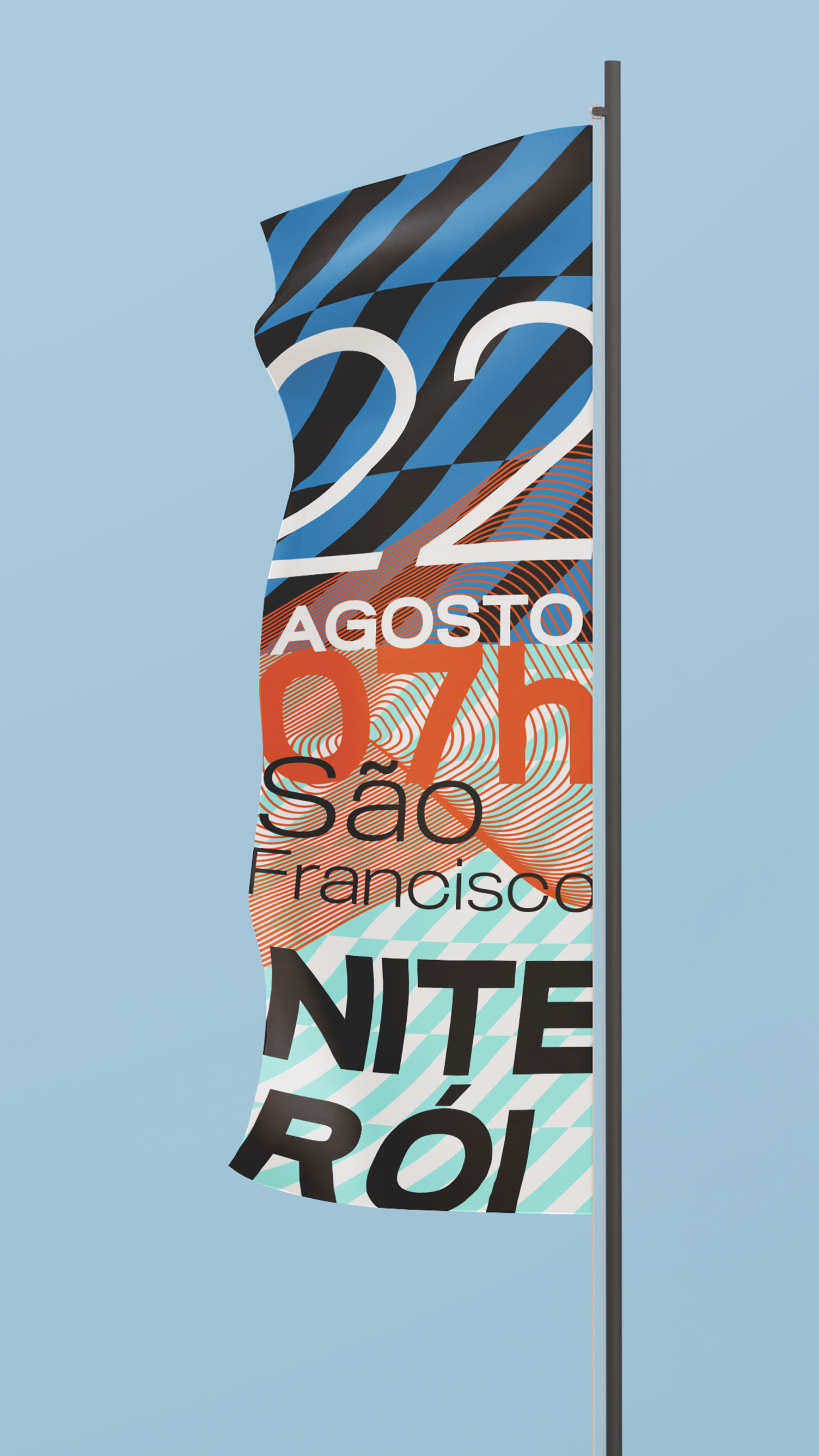 Uma bandeira em um mastro que diz agosto são francisco noite rei