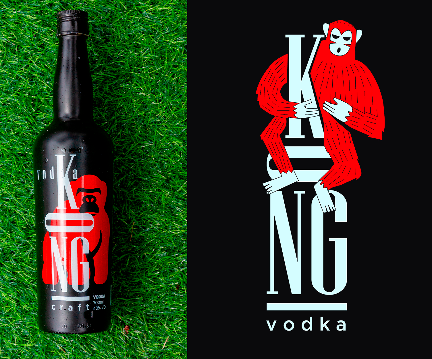 KONG Vodka Uma garrafa de vodka com um macaco no rótulo
