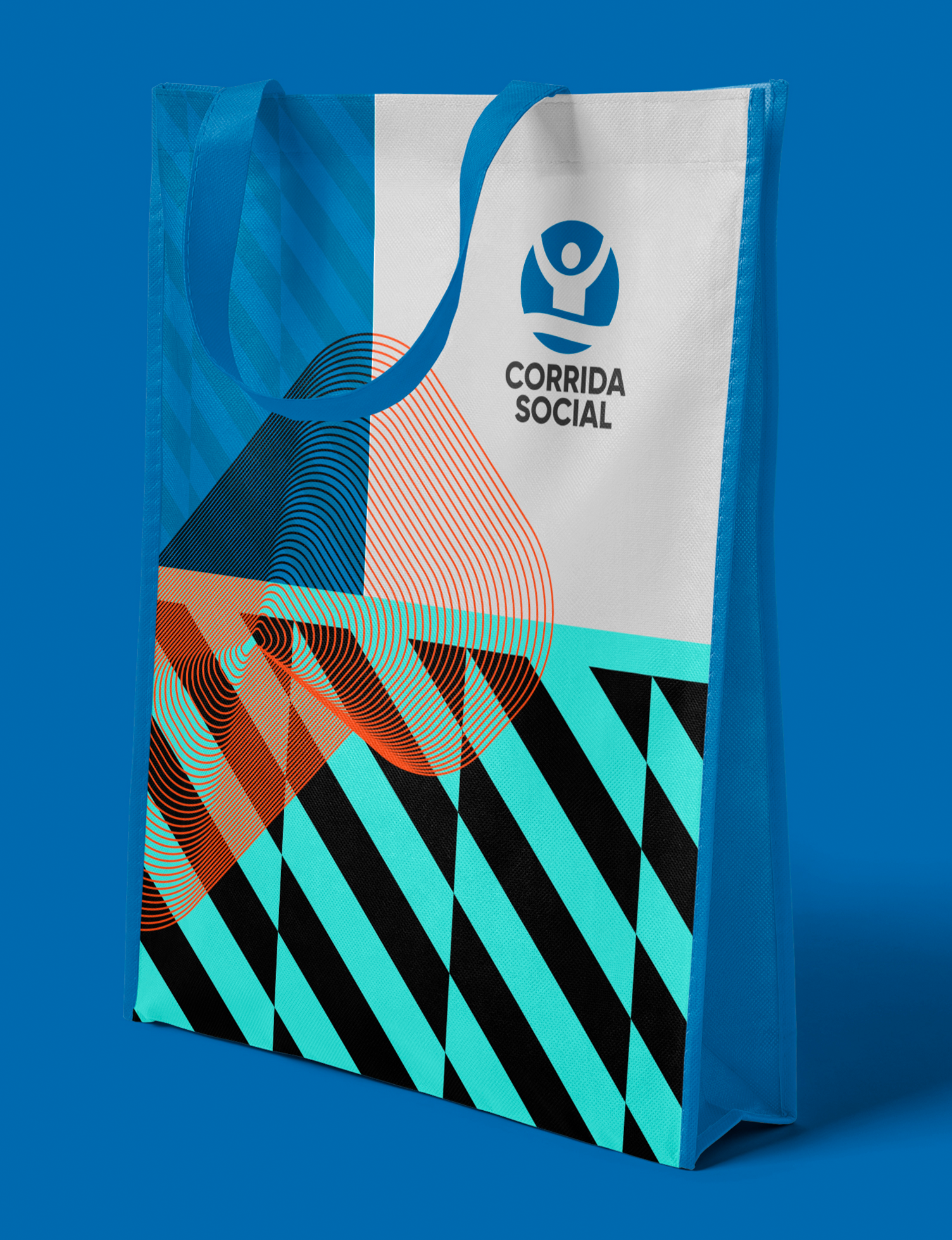 Corrida Social Uma bolsa azul que diz corrida social