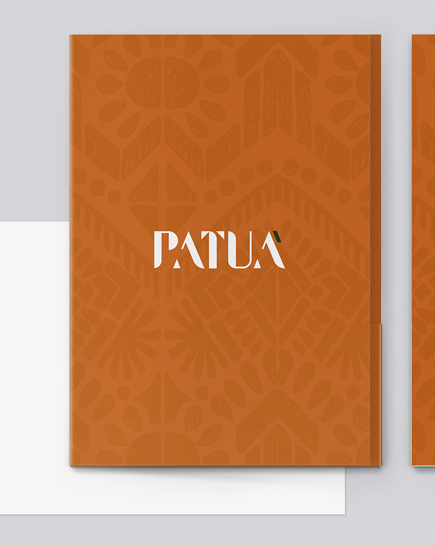 PATUÁ An orange folder with the word patua on it