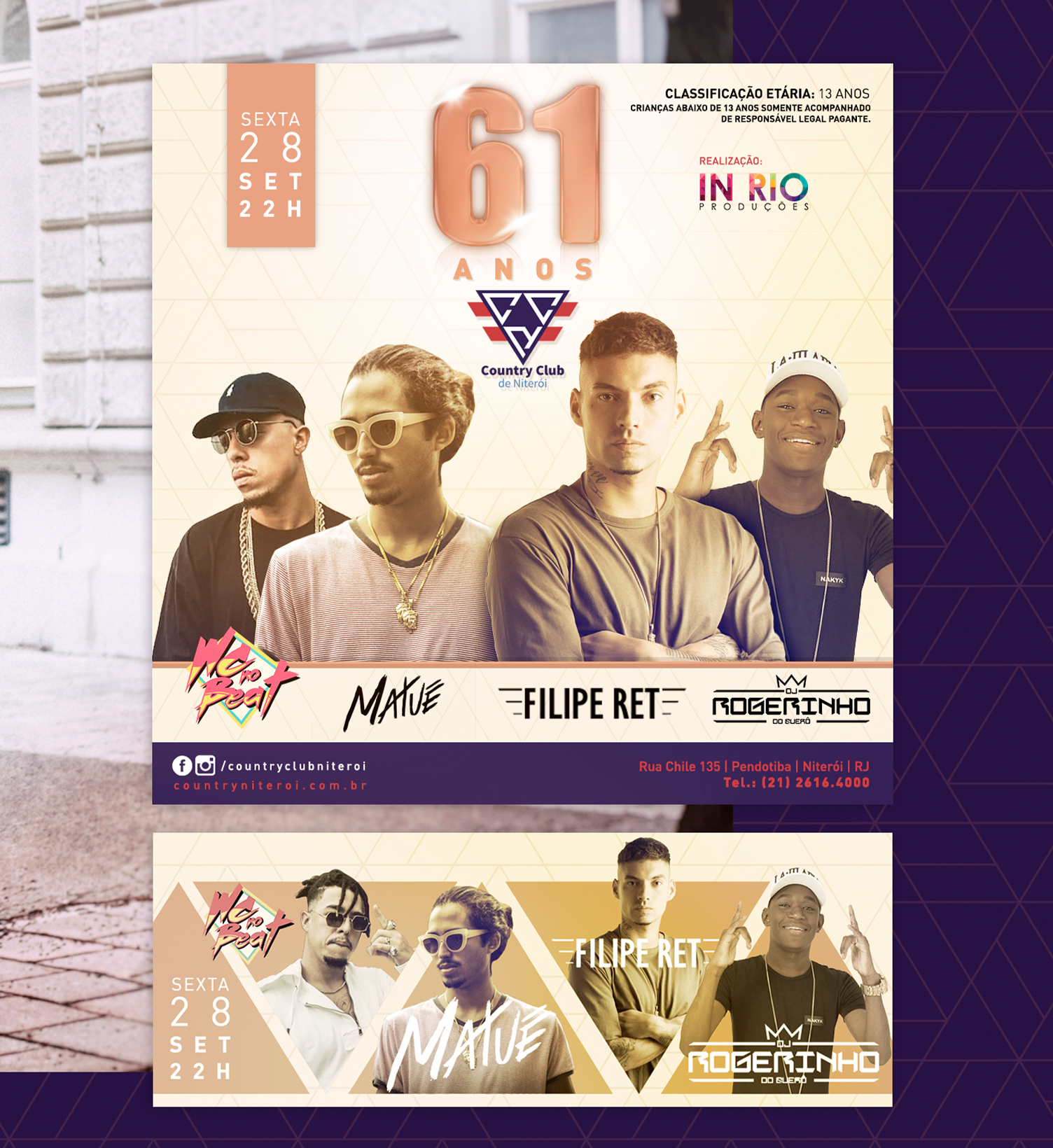 Country Club Niterói Um cartaz para um evento chamado 61 anos