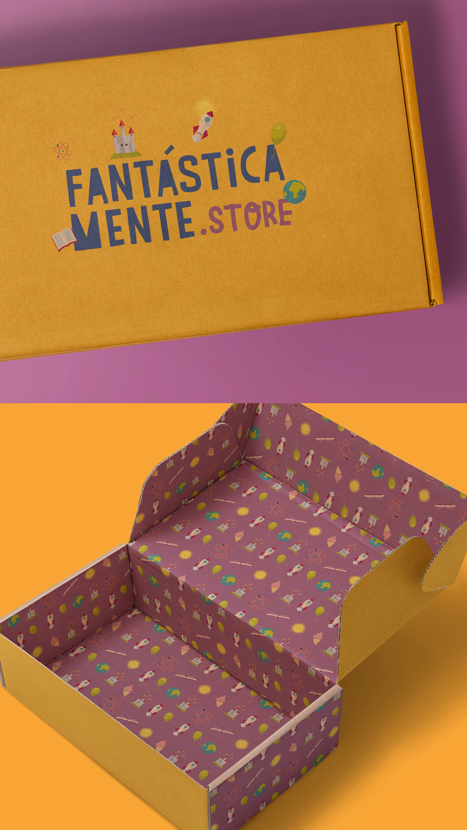 Uma caixa de papelão com as palavras fantastica mente store