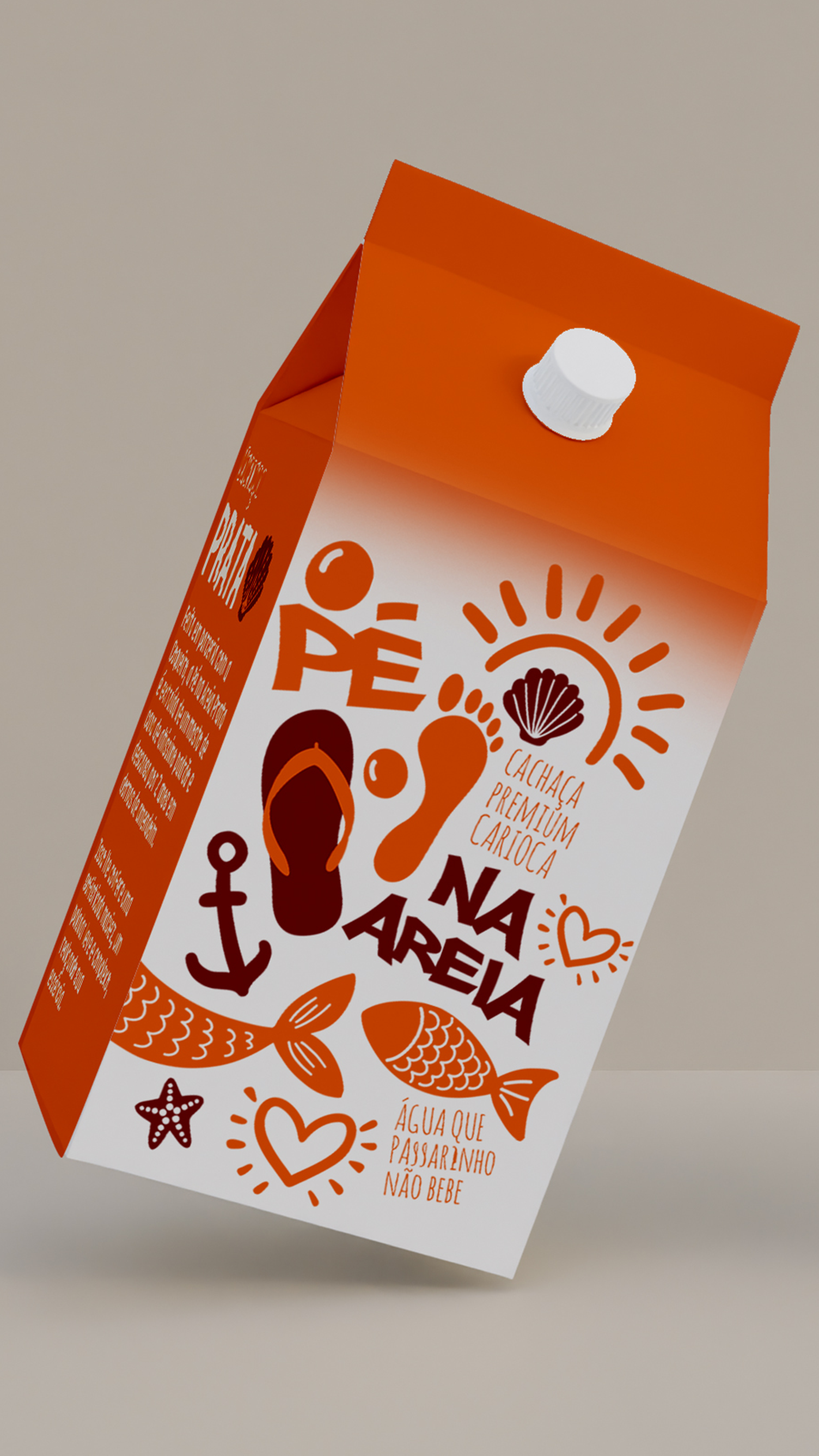 Pé na Areia Cachaça Um conjunto de pegadas com as palavras na areia