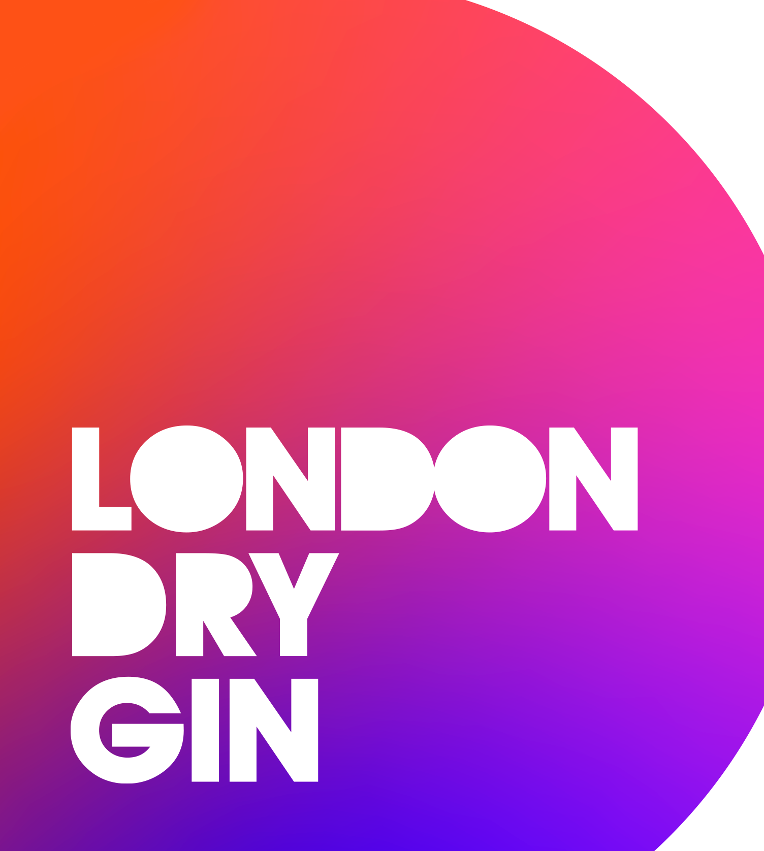 Um logotipo para o London Dry Gin com um gradiente rosa e roxo