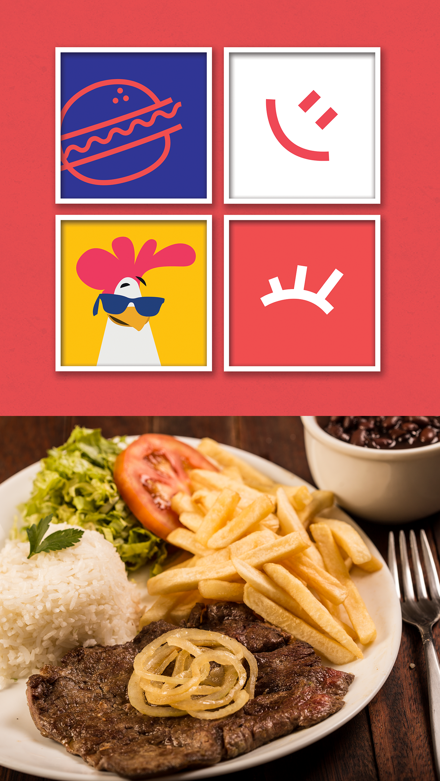 Um prato de comida com uma carinha sorridente