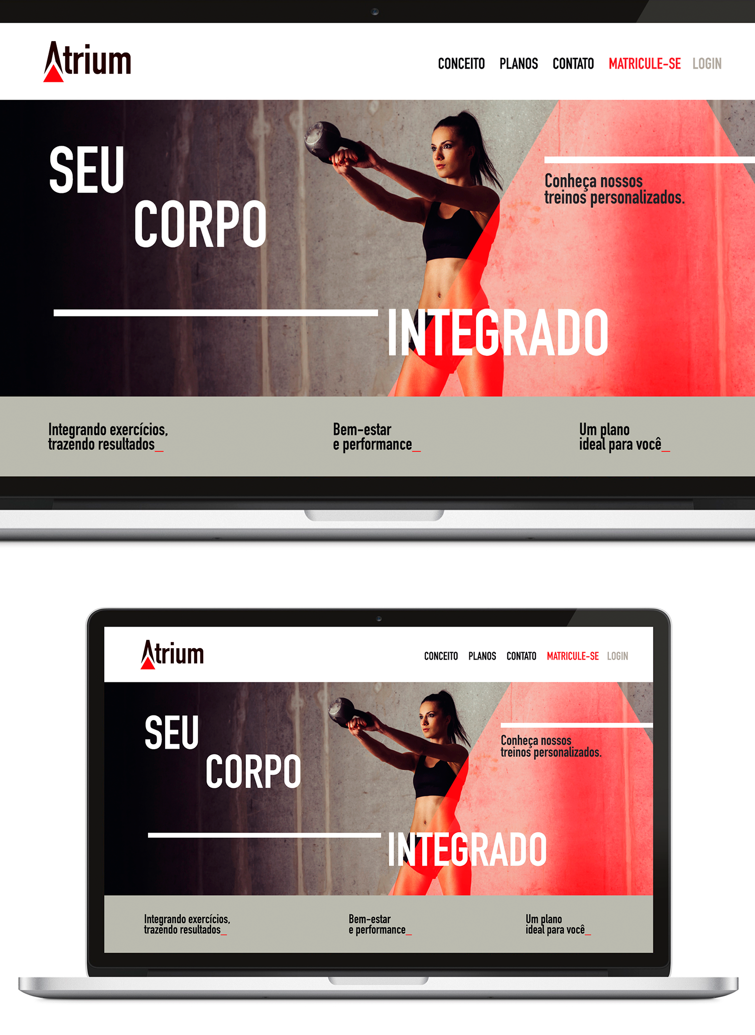 ATRIUM Uma mulher está levantando um haltere em um site chamado seu corpo integrado