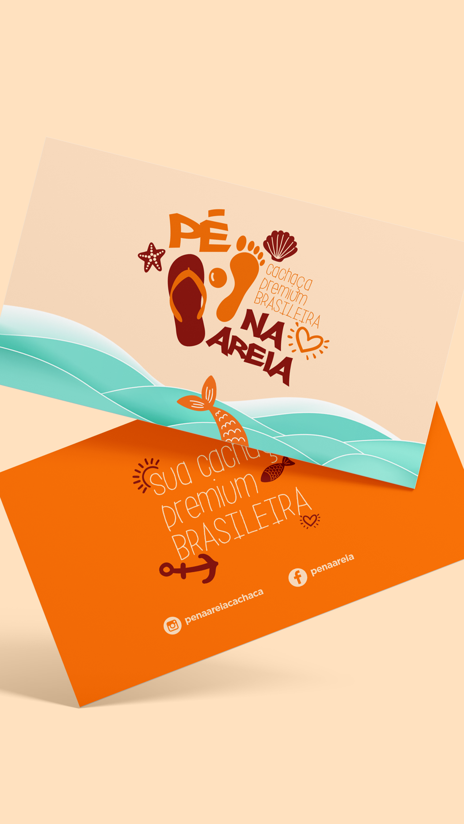 Pé na Areia Cachaça Um conjunto de pegadas com as palavras na areia