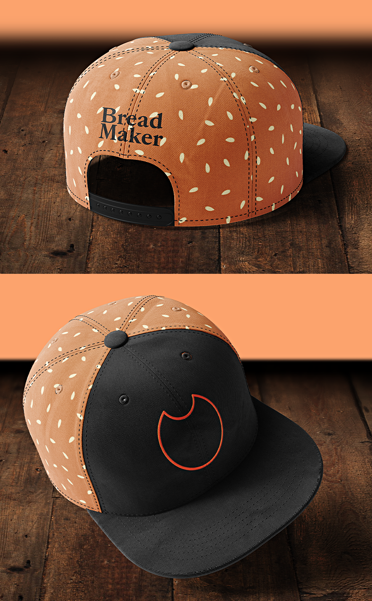 Bread Maker Design Um homem está segurando um hambúrguer na frente de uma multidão de pessoas.
