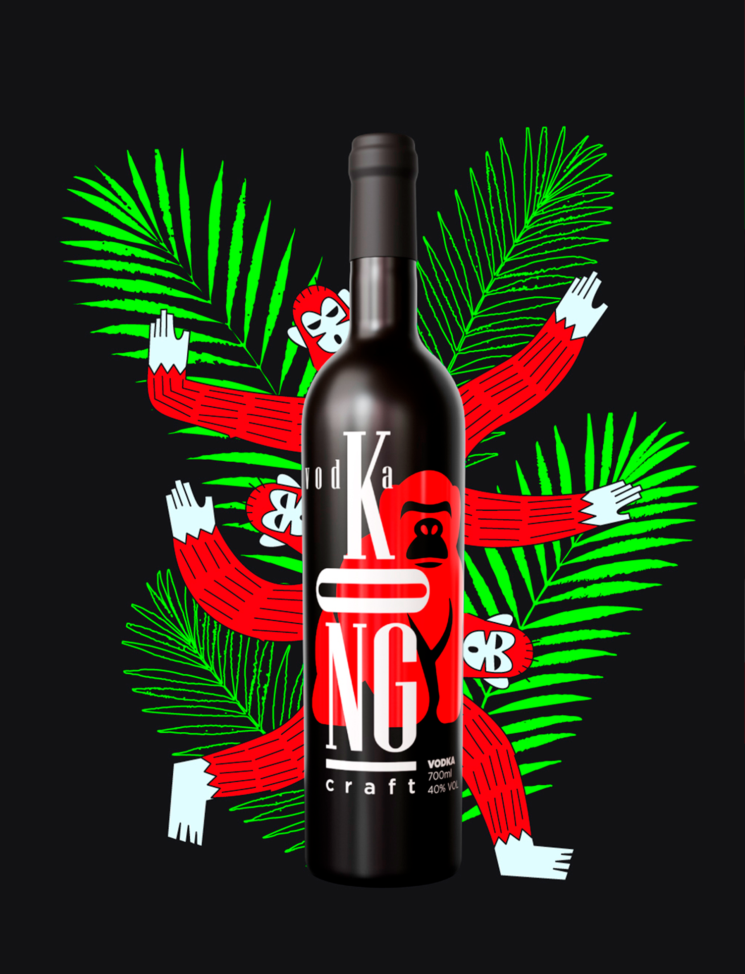 KONG Vodka Uma garrafa de vinho com um macaco no rótulo