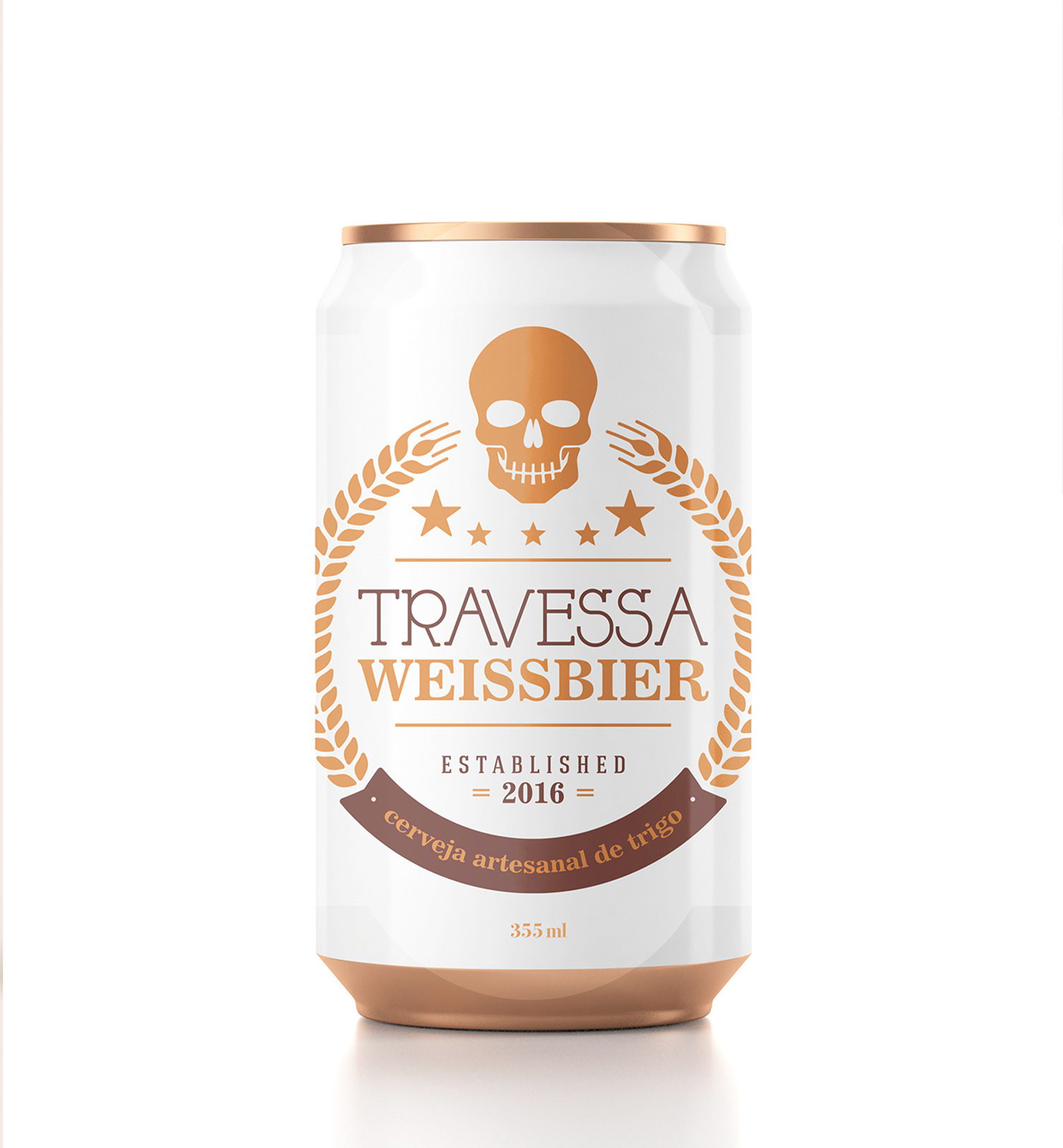 Travessa A can of travessa weissbier with a skull on it.