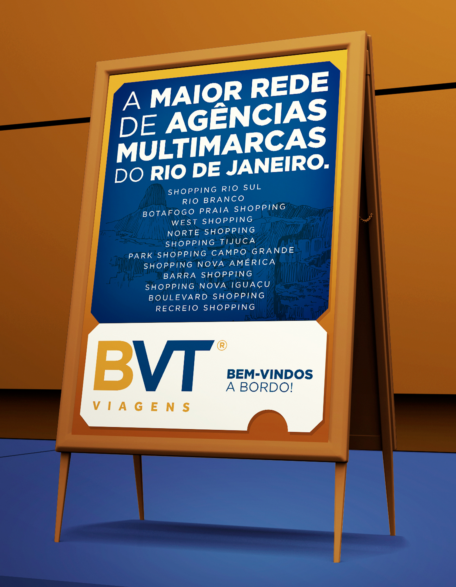 BVT Viagens A sign that says a maior rede de agencias multimarcas do rio de janeiro