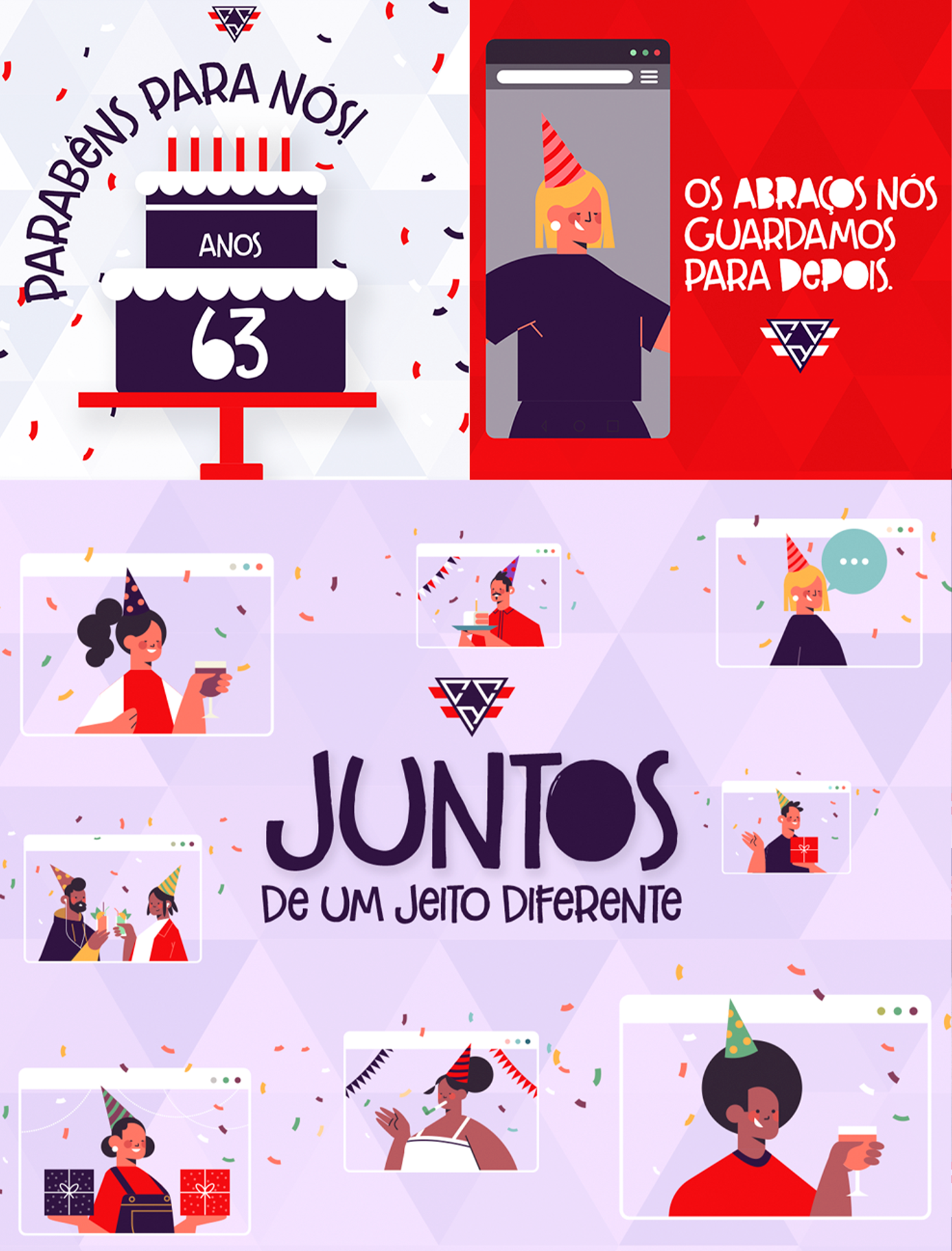Country Club Niterói Uma colagem de imagens de pessoas comemorando um aniversário.