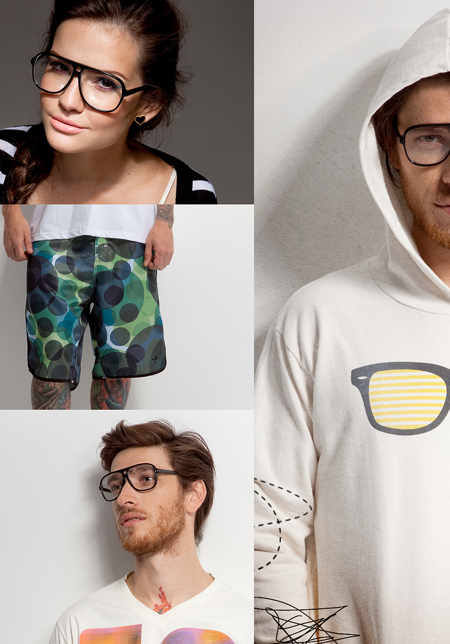 A woman wearing glasses and a man wearing a hoodie
