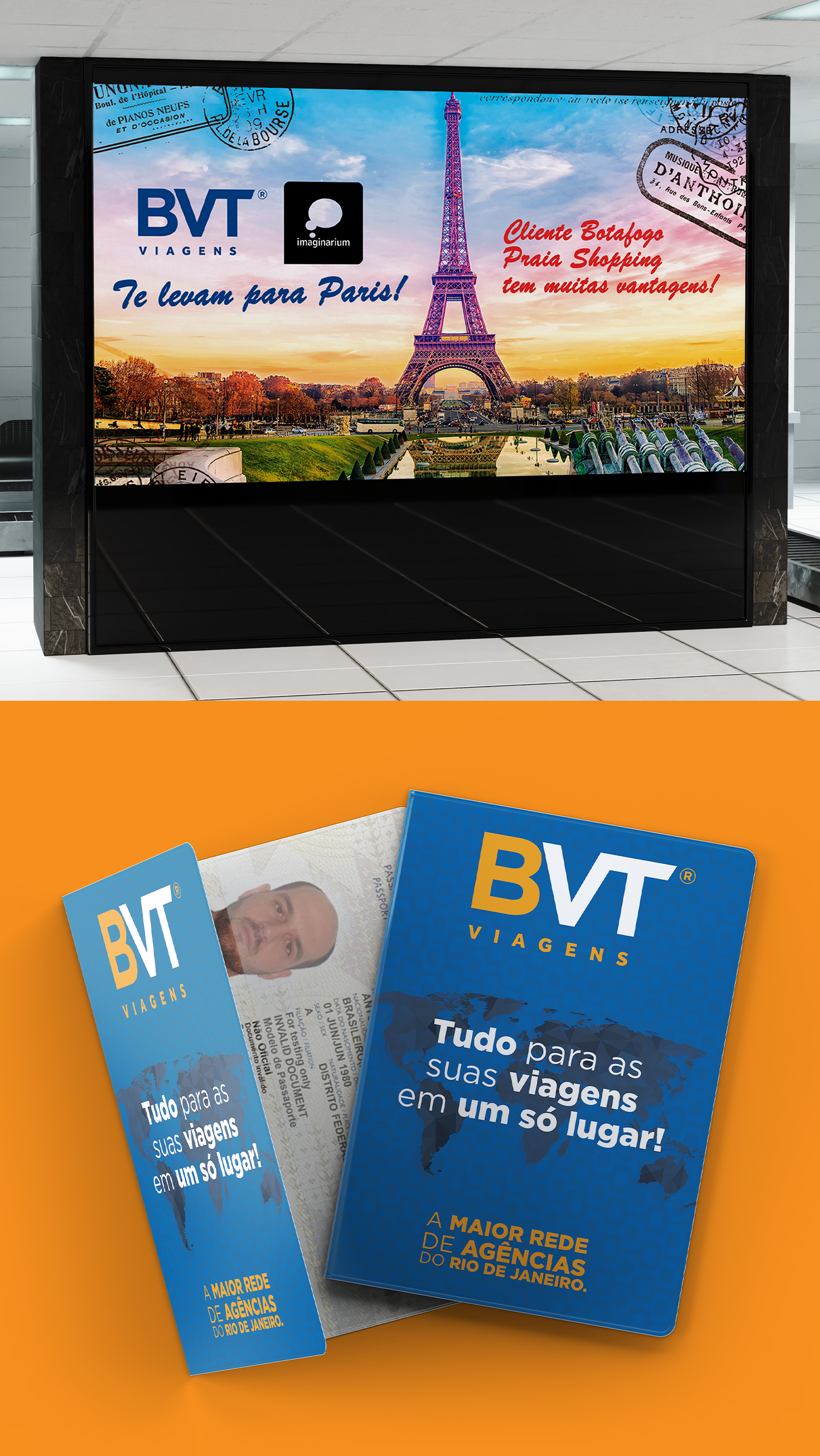 BVT Viagens Um outdoor com uma foto da torre eiffel
