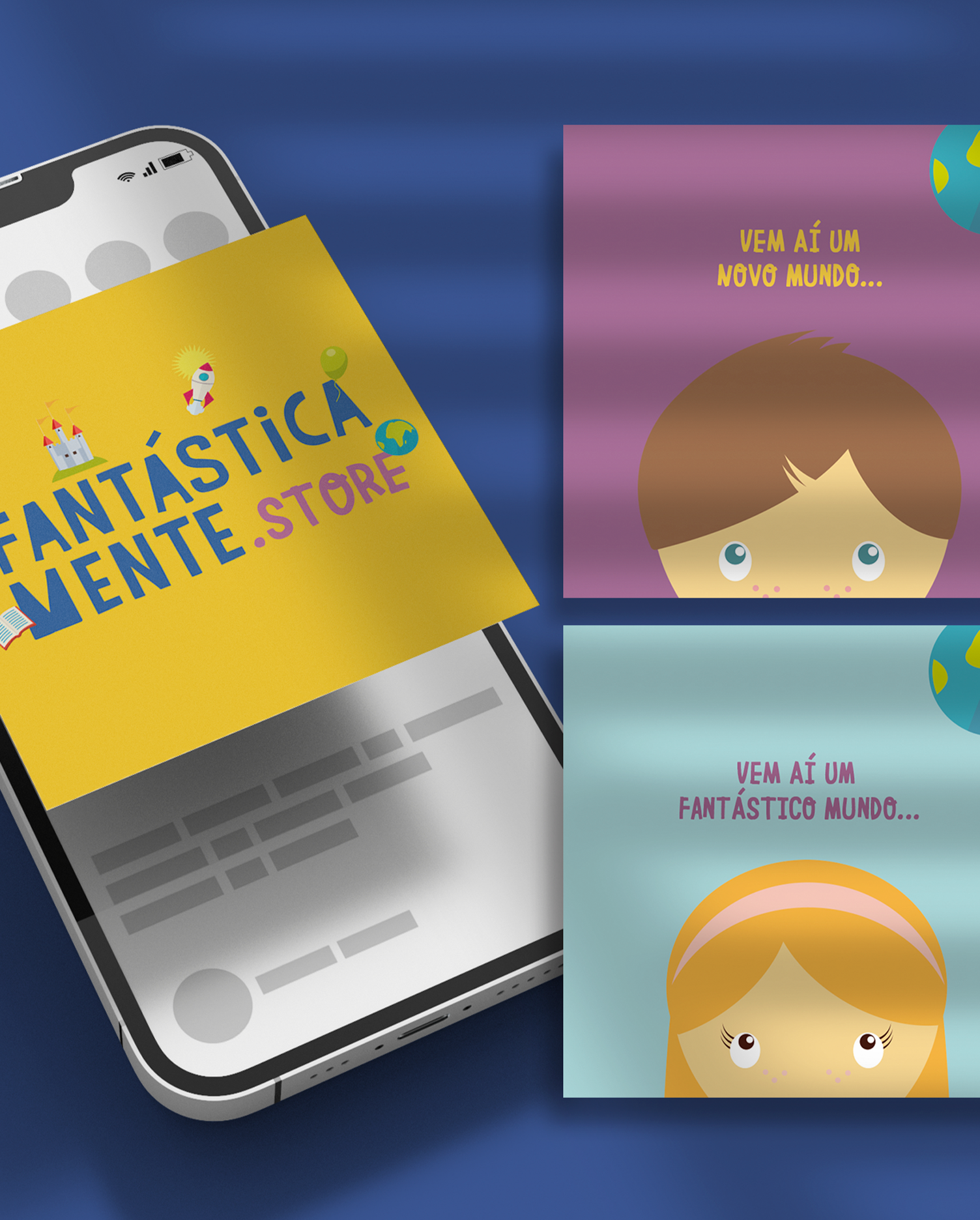 Um telefone com um adesivo da loja fantastica mente